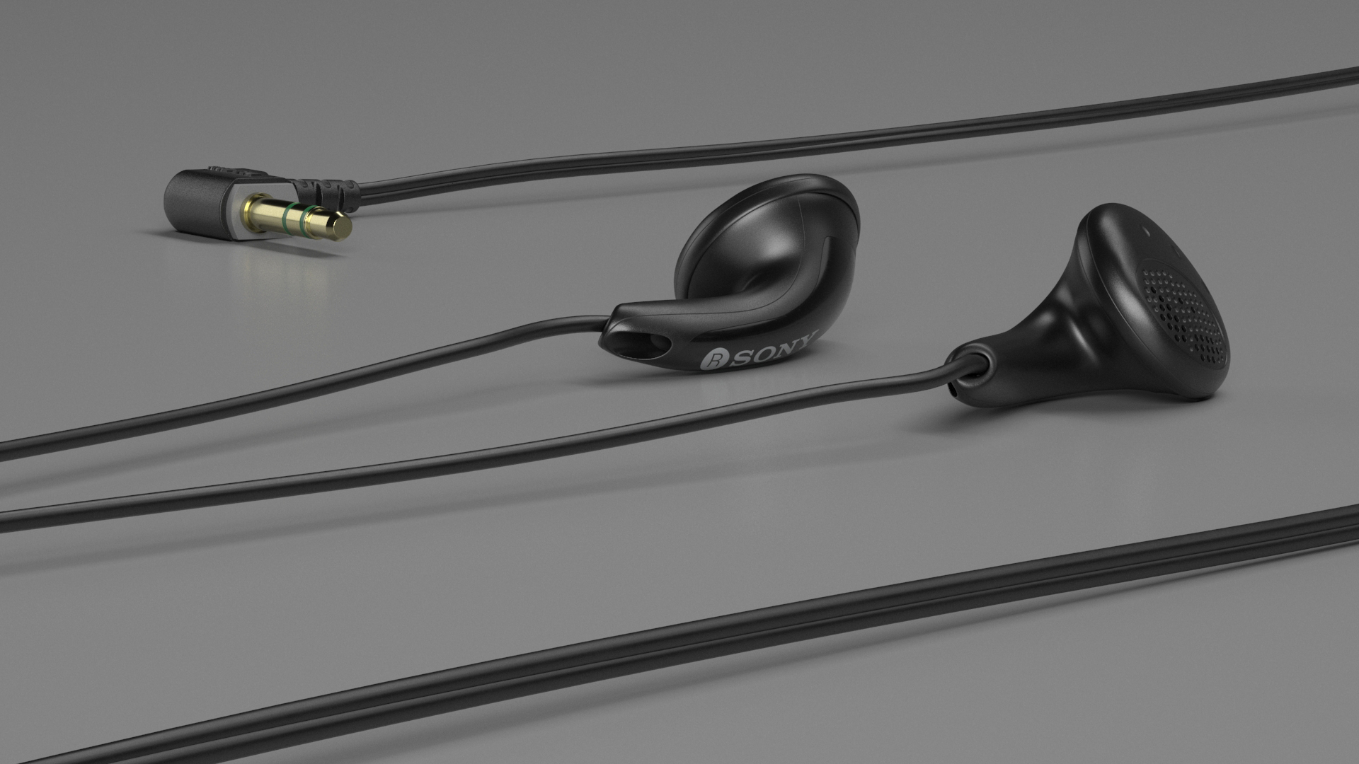 3D Sony Vintage In-Ear Headphones Straightened model