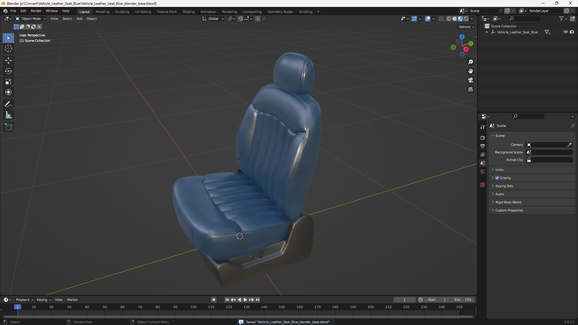 Vehicle Leather Seat Blue - view 10