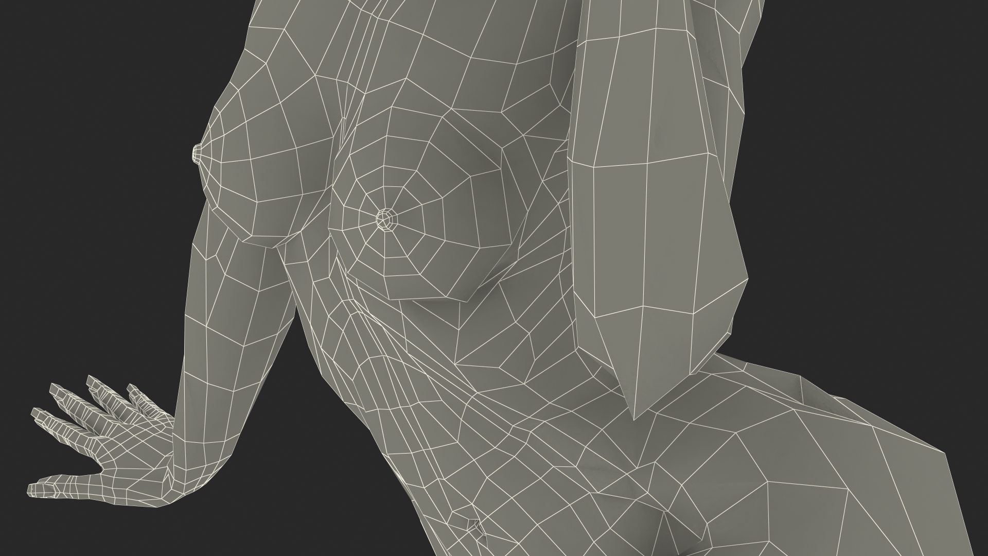 Nude Light Skin Black Woman 3D