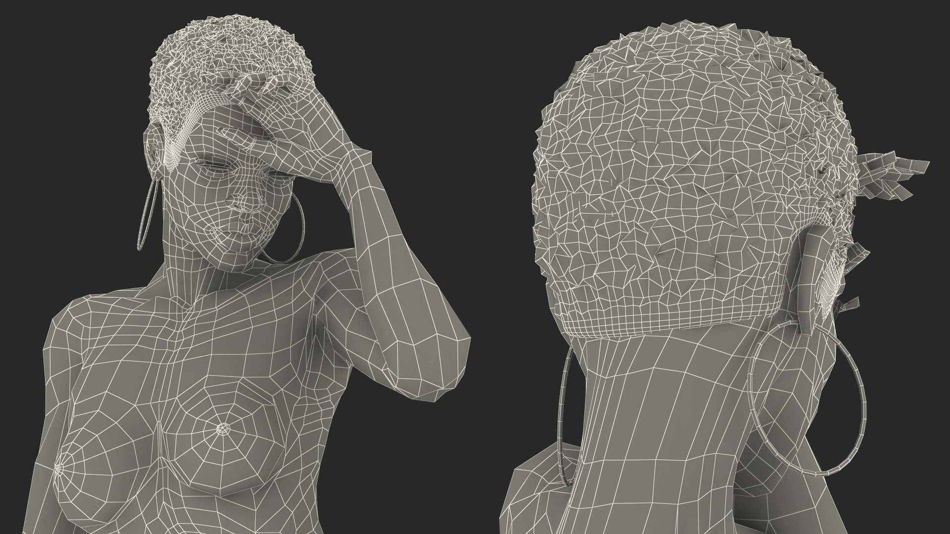 Nude Light Skin Black Woman 3D