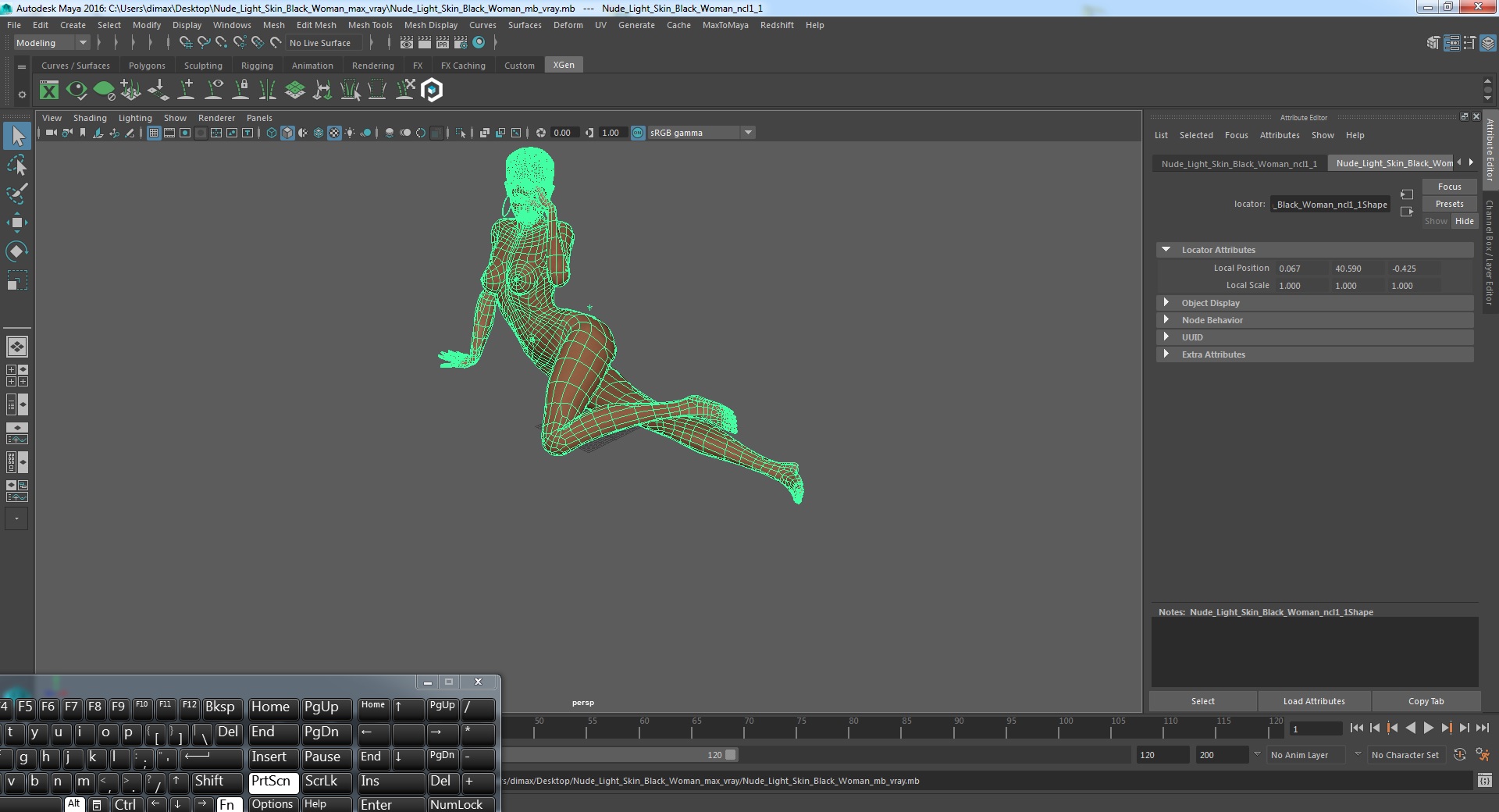 Nude Light Skin Black Woman 3D