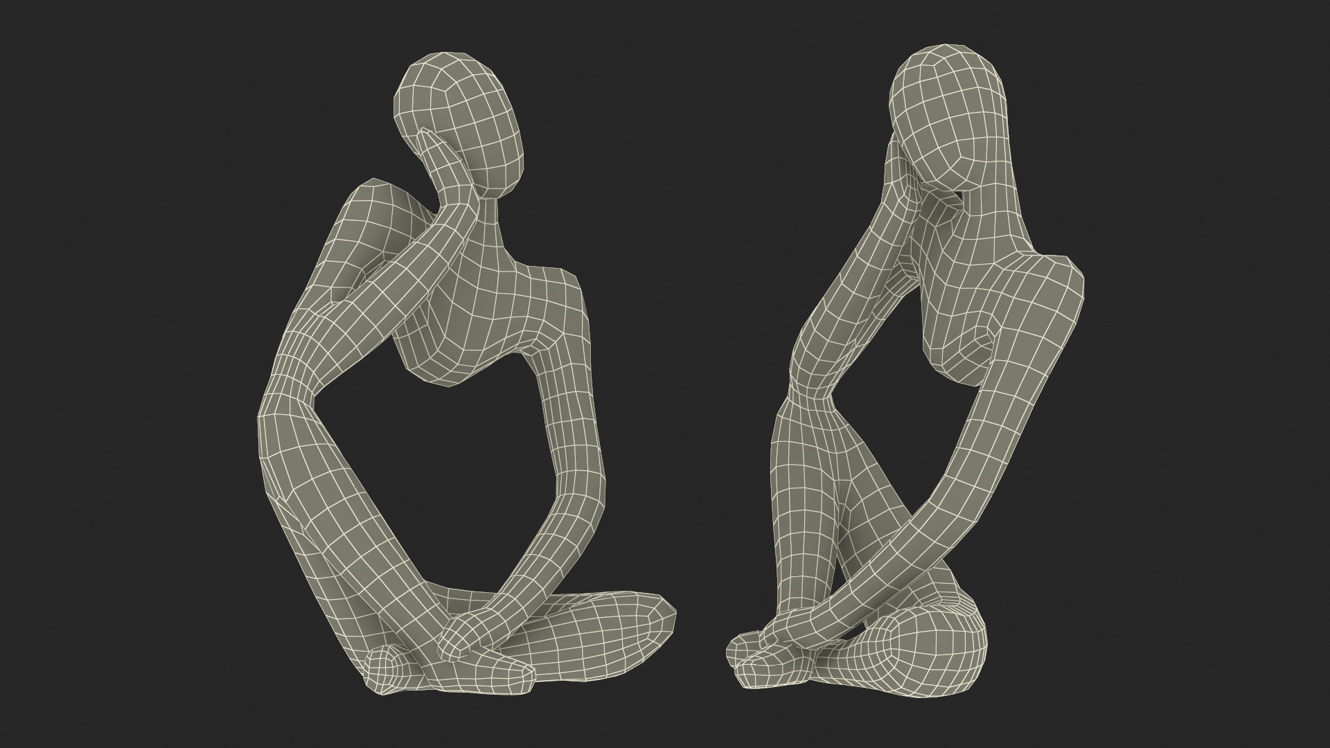 3D Art Human Sitting Sculpture White model