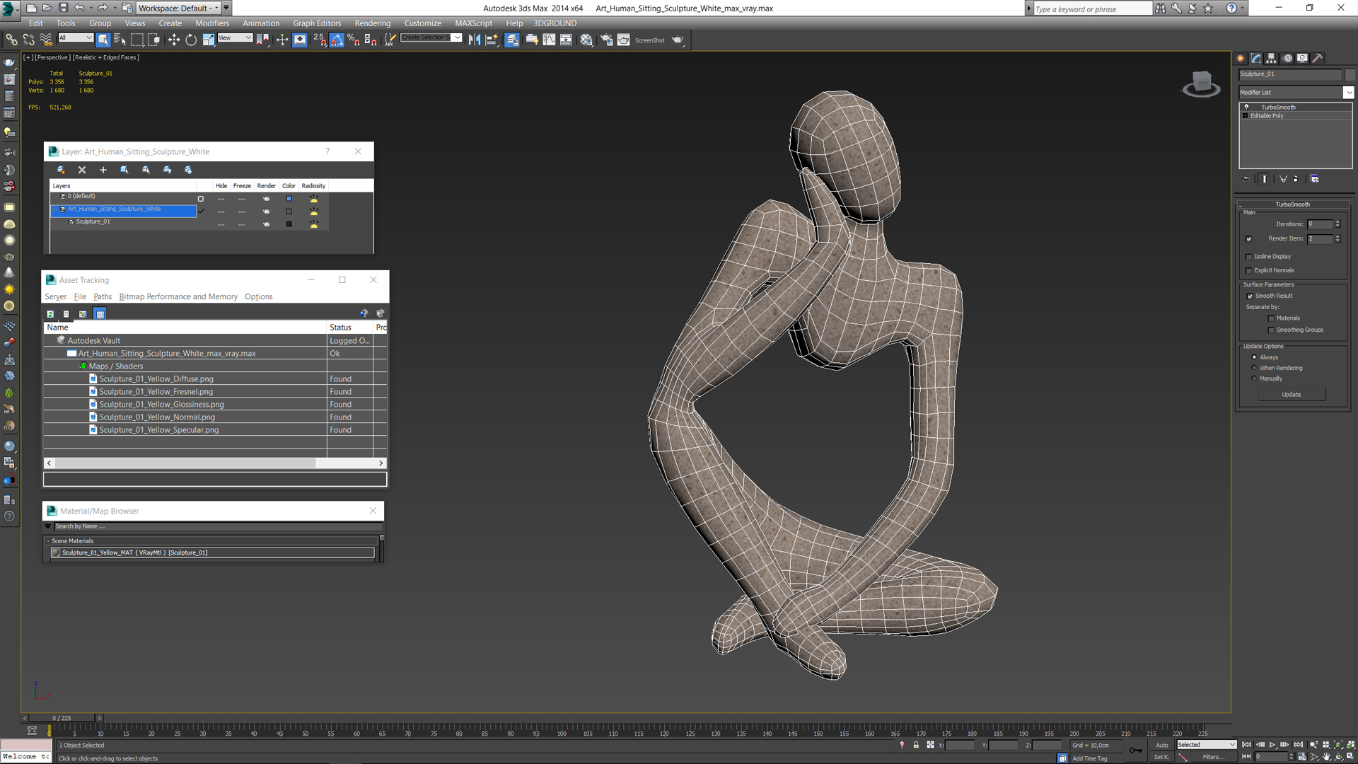 3D Art Human Sitting Sculpture White model