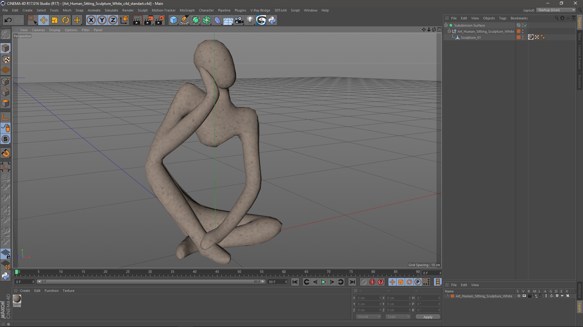 3D Art Human Sitting Sculpture White model