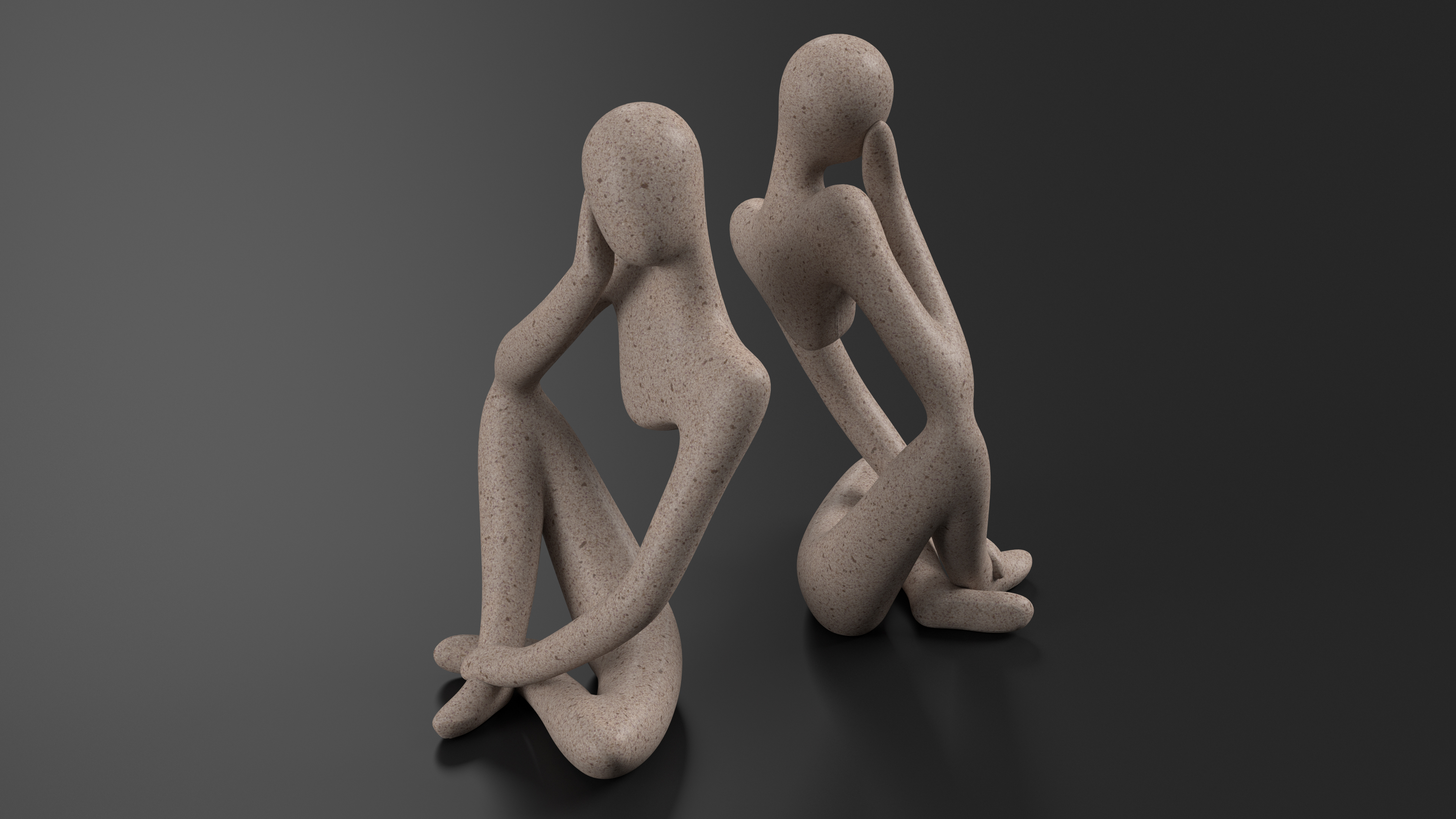 3D Art Human Sitting Sculpture White model