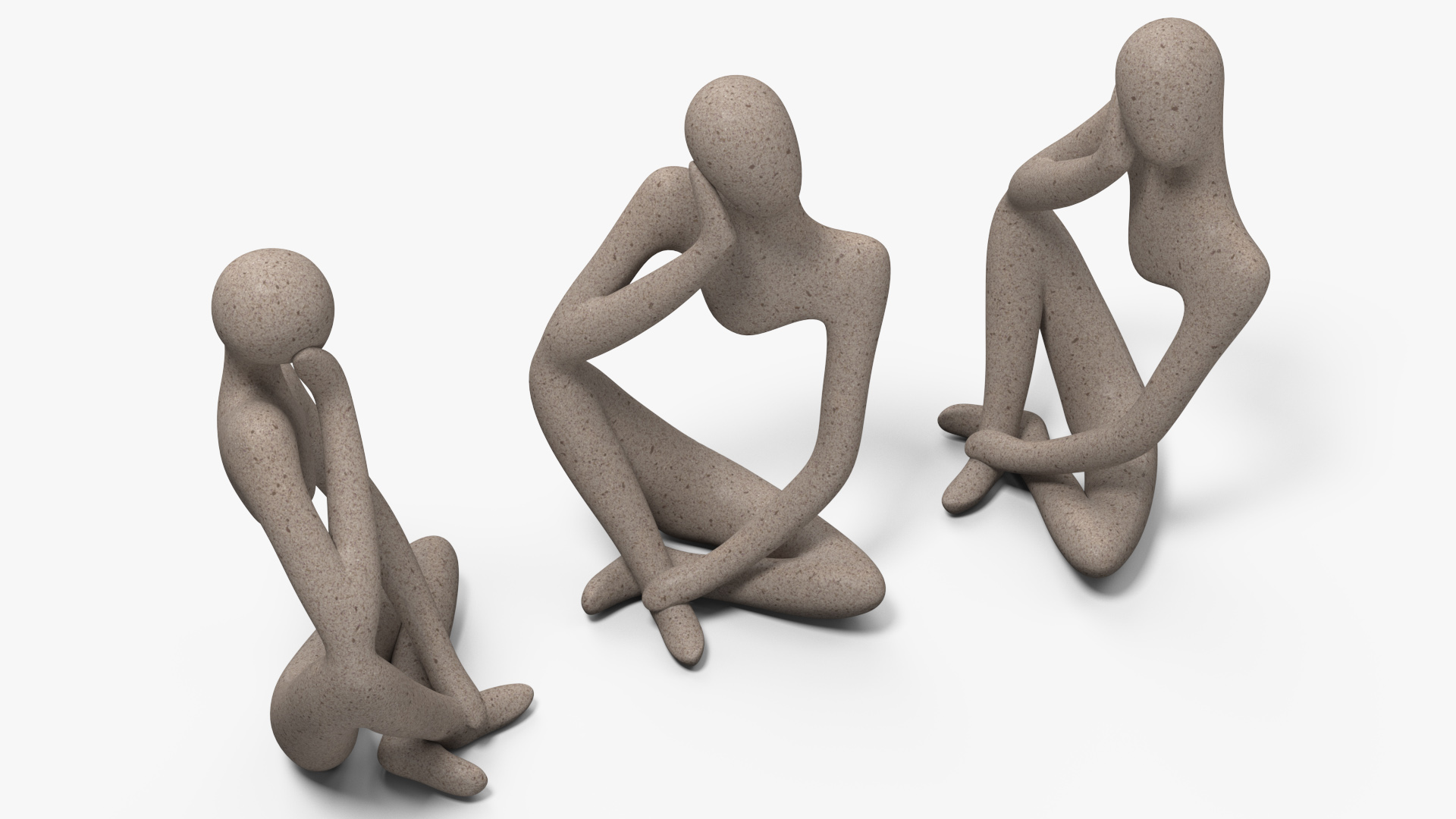 3D Art Human Sitting Sculpture White model