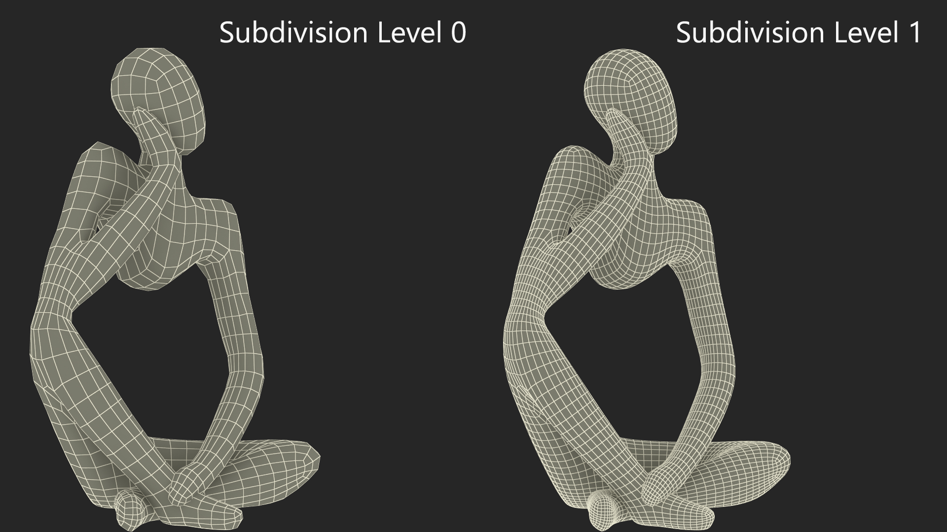 3D Art Human Sitting Sculpture White model