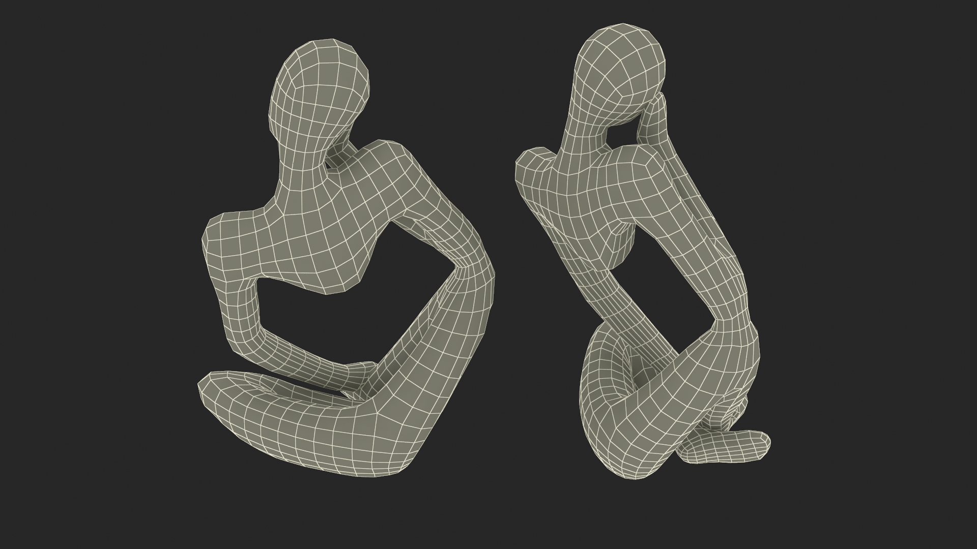 3D Art Human Sitting Sculpture White model