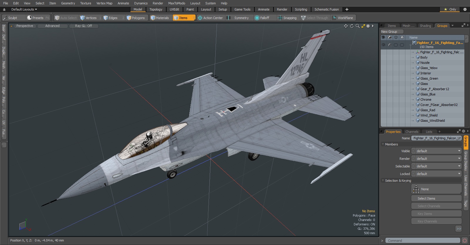 3D model Fighter F 16 Fighting Falcon US Air Force With a Pilot Gesture Ok