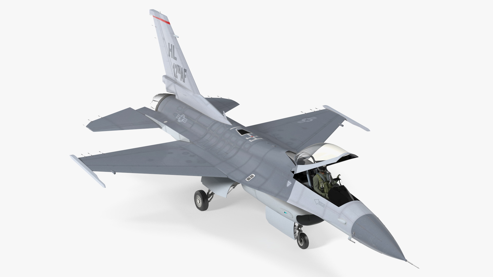 3D model Fighter F 16 Fighting Falcon US Air Force With a Pilot Gesture Ok