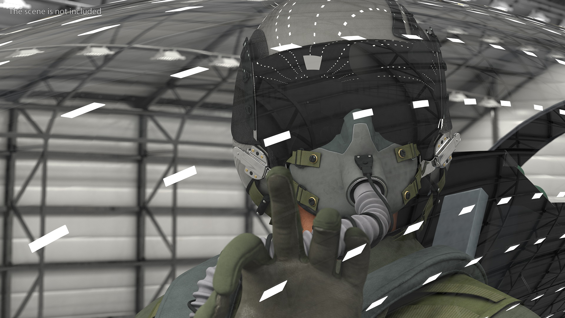 3D model Fighter F 16 Fighting Falcon US Air Force With a Pilot Gesture Ok