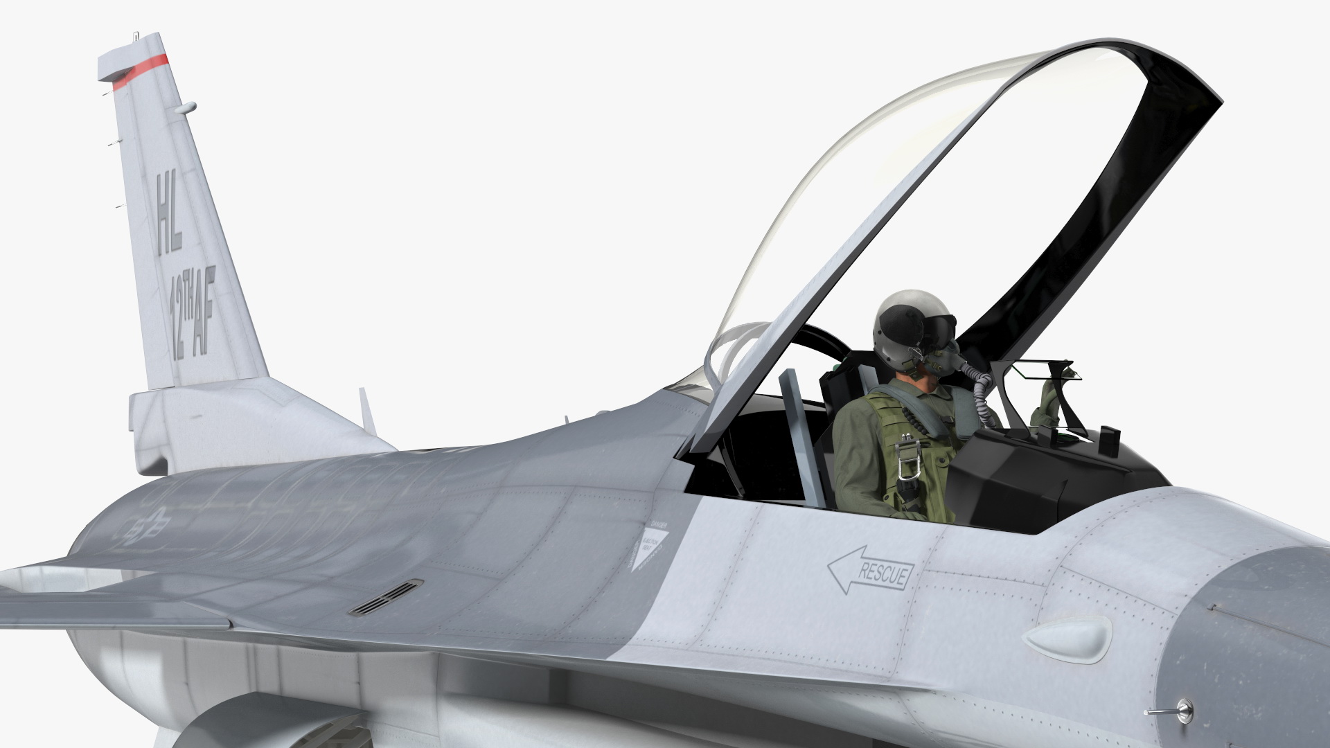 3D model Fighter F 16 Fighting Falcon US Air Force With a Pilot Gesture Ok