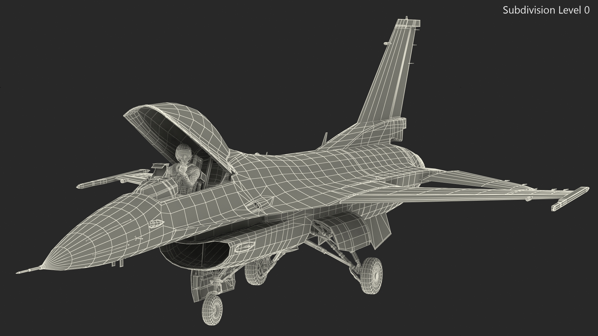 3D model Fighter F 16 Fighting Falcon US Air Force With a Pilot Gesture Ok