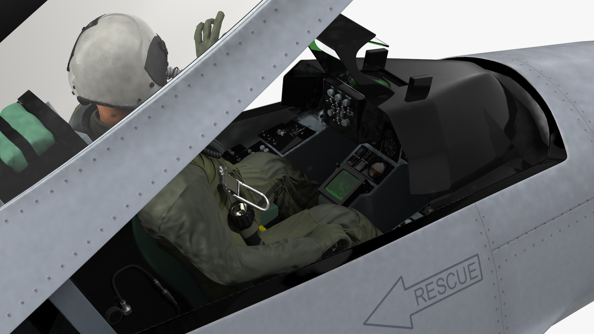3D model Fighter F 16 Fighting Falcon US Air Force With a Pilot Gesture Ok
