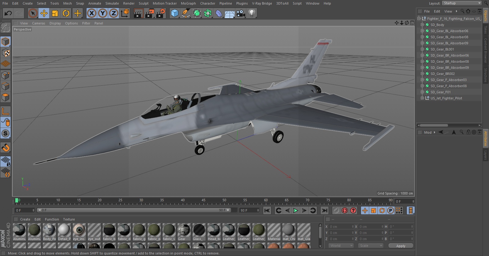 3D model Fighter F 16 Fighting Falcon US Air Force With a Pilot Gesture Ok