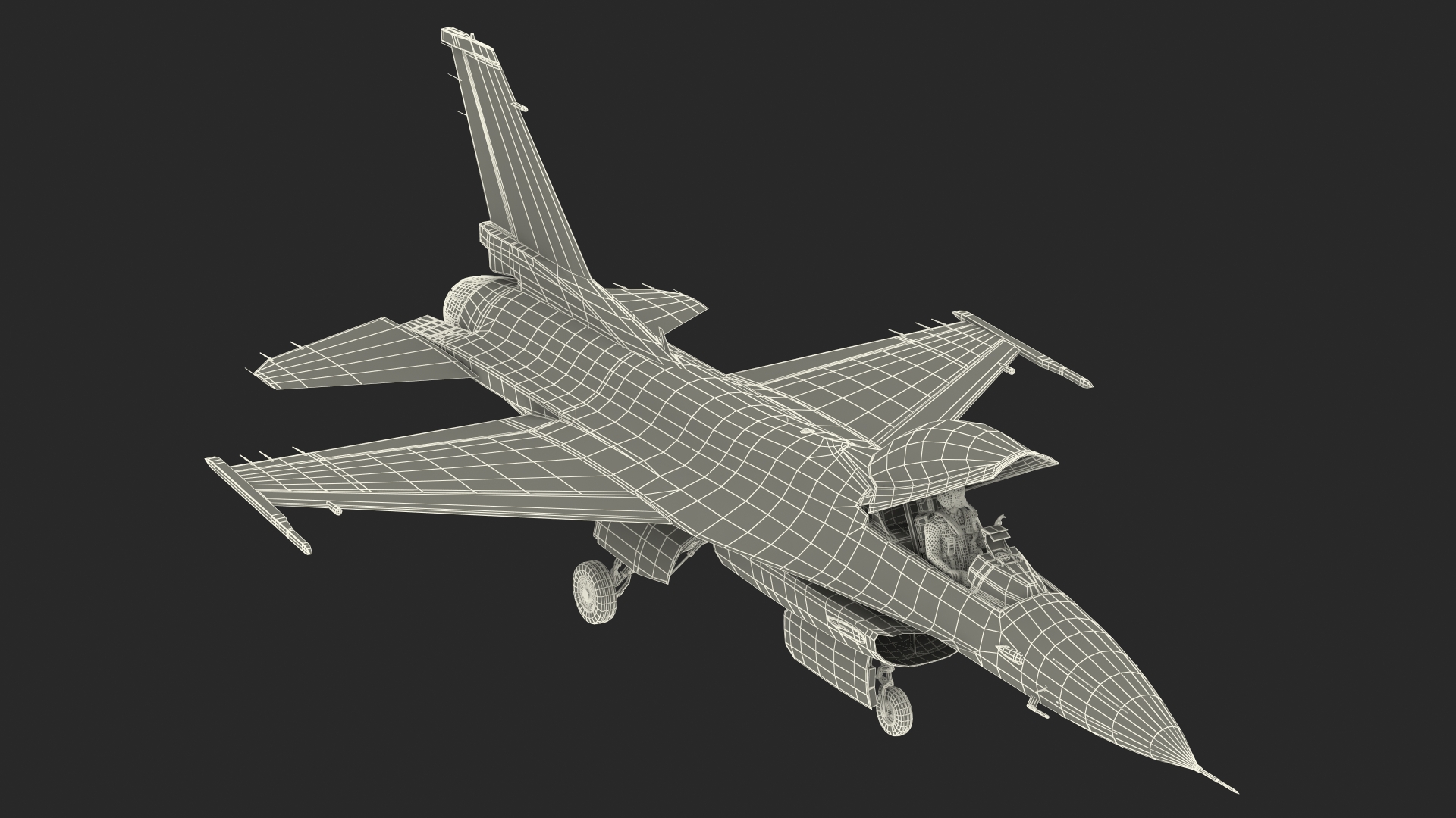 3D model Fighter F 16 Fighting Falcon US Air Force With a Pilot Gesture Ok