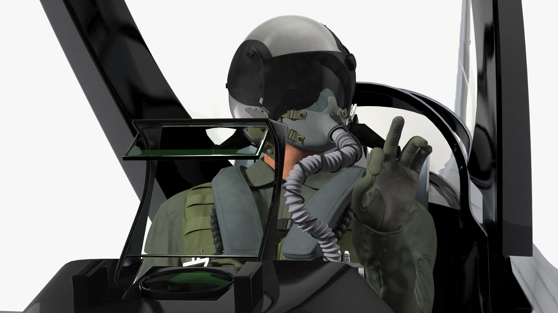 3D model Fighter F 16 Fighting Falcon US Air Force With a Pilot Gesture Ok