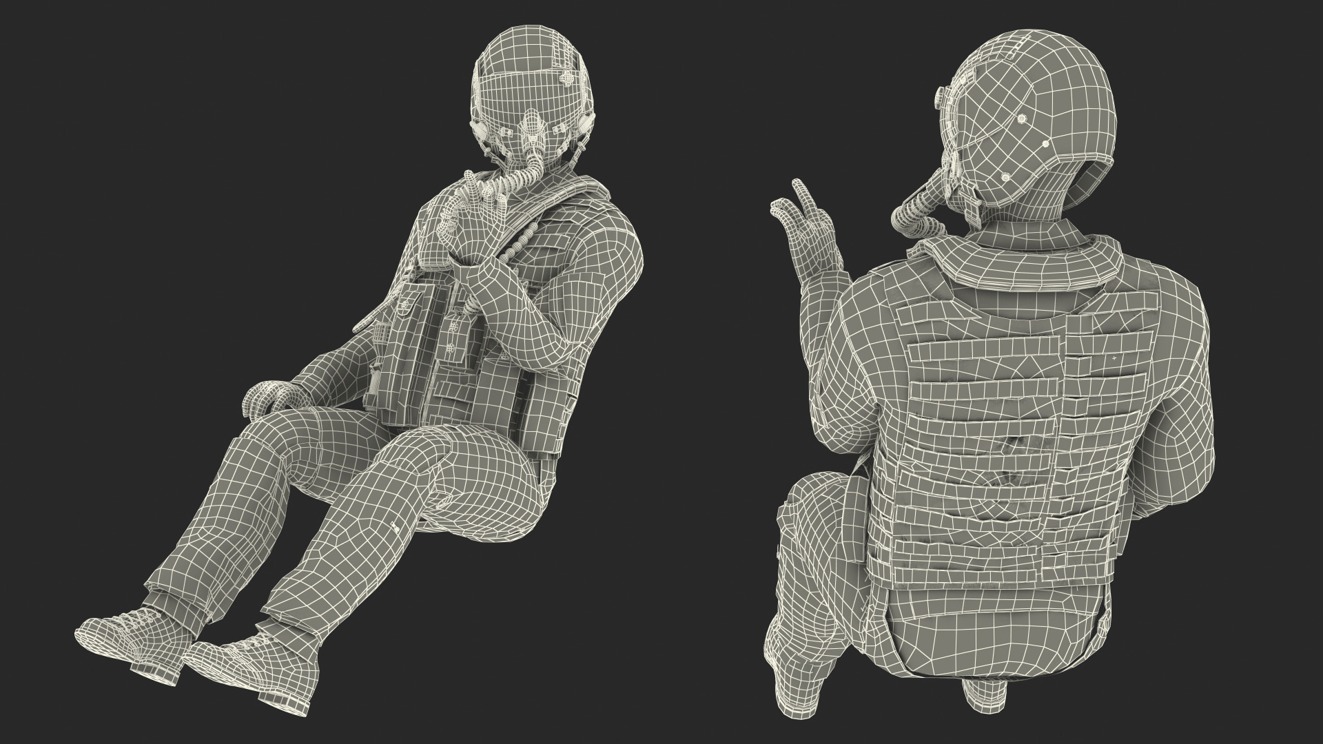 3D model Fighter F 16 Fighting Falcon US Air Force With a Pilot Gesture Ok