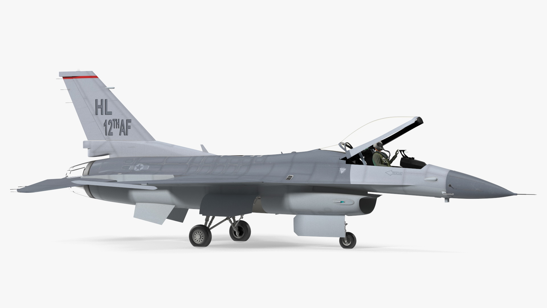 3D model Fighter F 16 Fighting Falcon US Air Force With a Pilot Gesture Ok