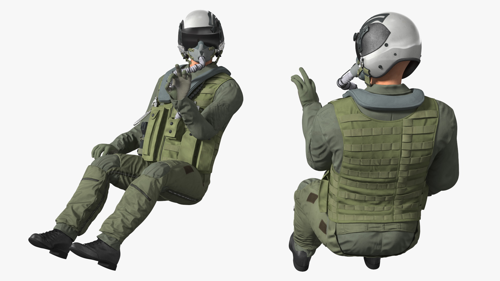 3D model Fighter F 16 Fighting Falcon US Air Force With a Pilot Gesture Ok