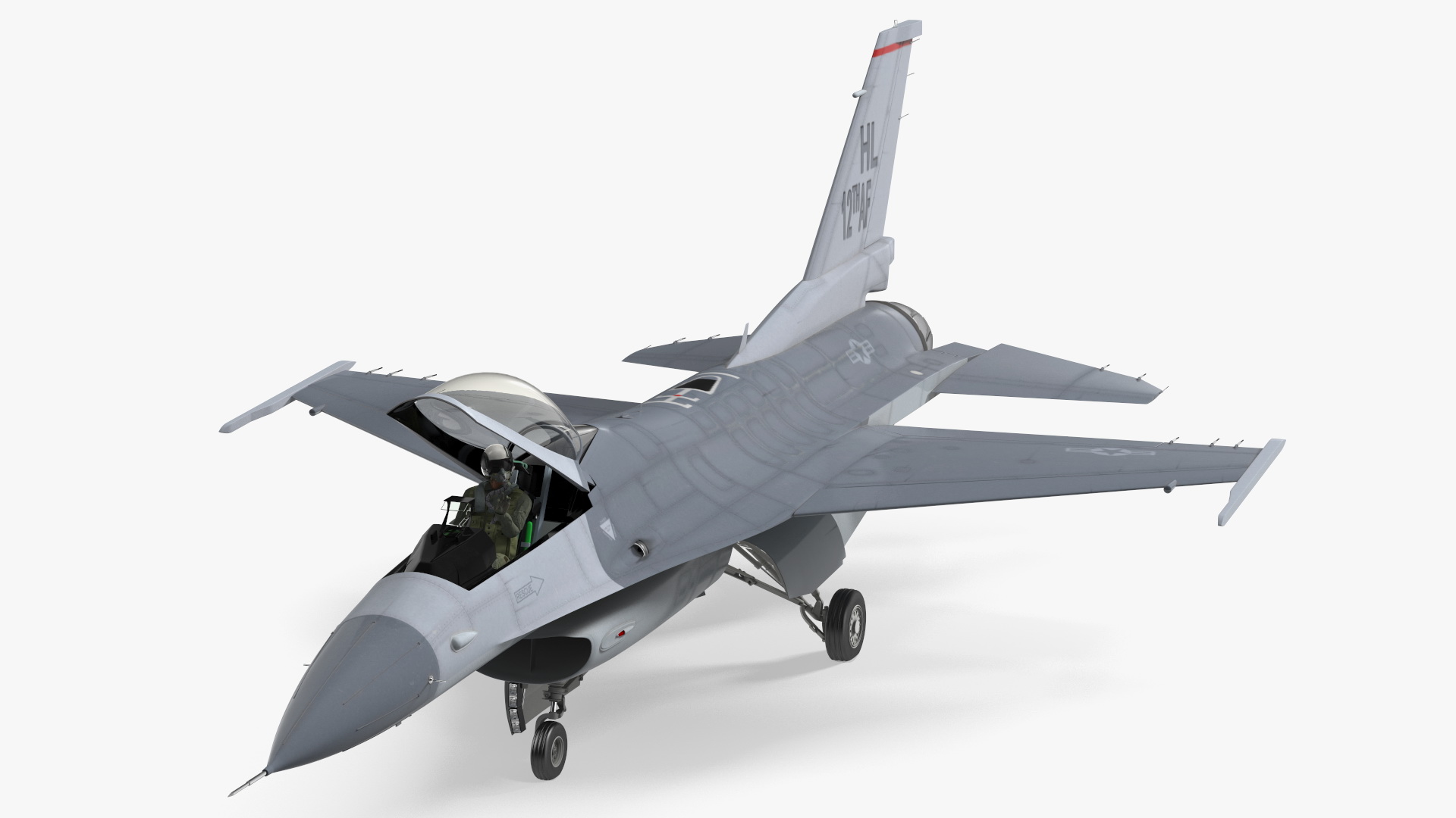 3D model Fighter F 16 Fighting Falcon US Air Force With a Pilot Gesture Ok