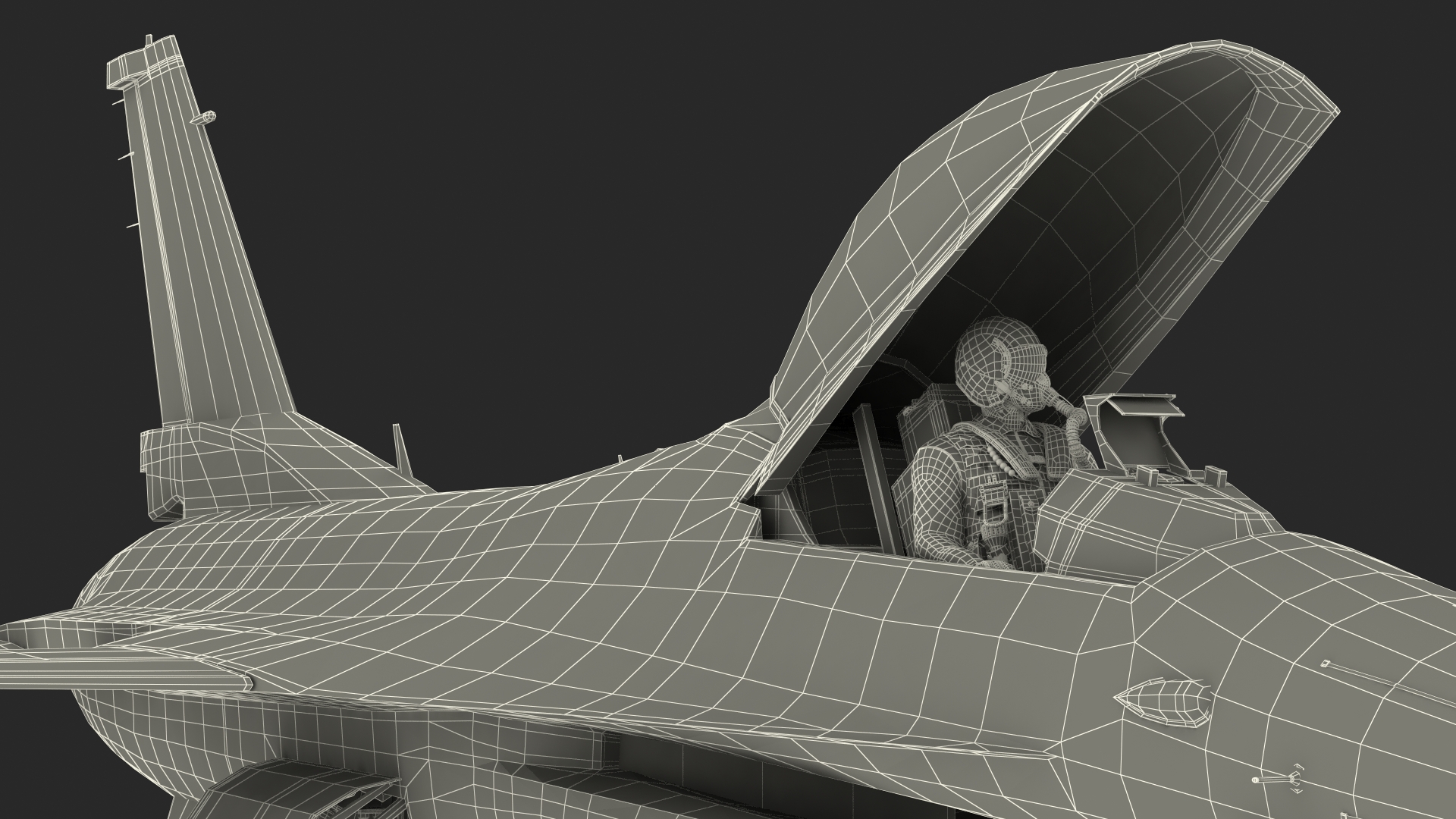 3D model Fighter F 16 Fighting Falcon US Air Force With a Pilot Gesture Ok