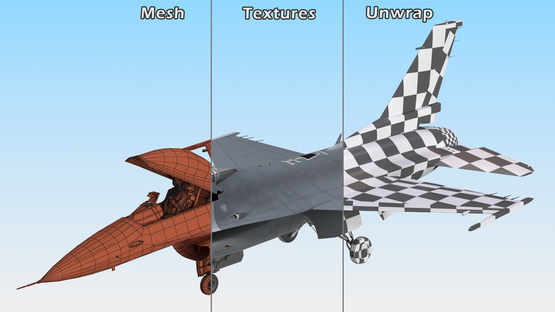 3D model Fighter F 16 Fighting Falcon US Air Force With a Pilot Gesture Ok