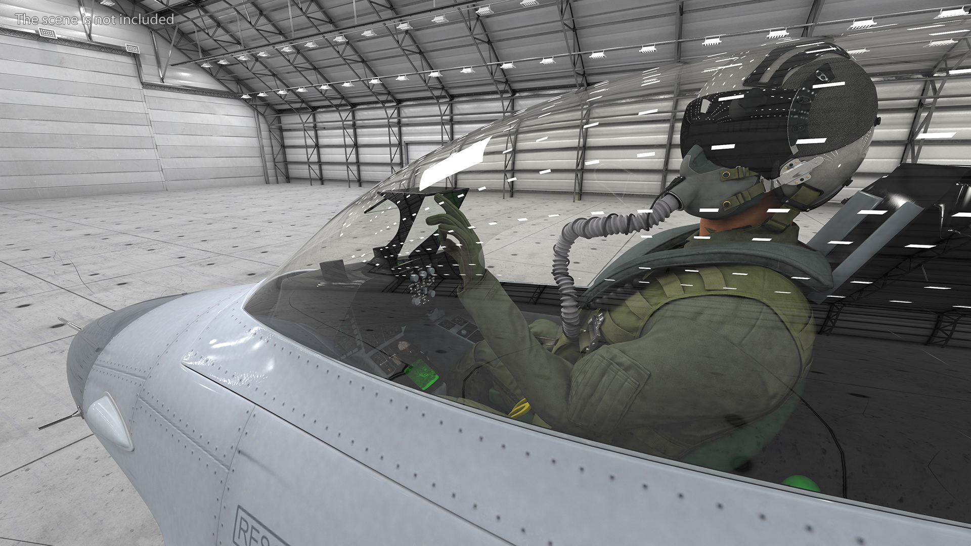 3D model Fighter F 16 Fighting Falcon US Air Force With a Pilot Gesture Ok