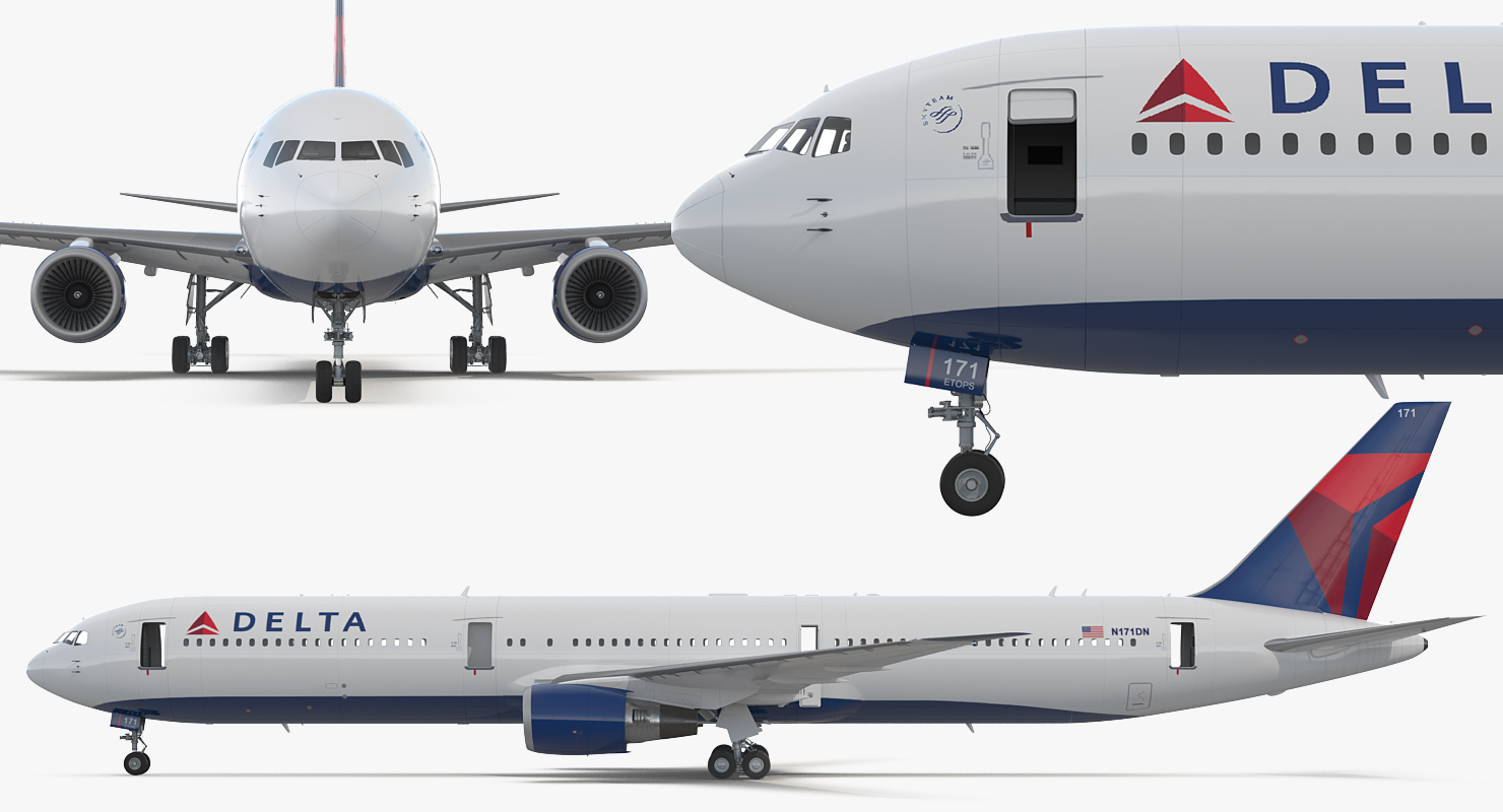 3D Boeing 767 400 with Interior Delta Air Lines Rigged