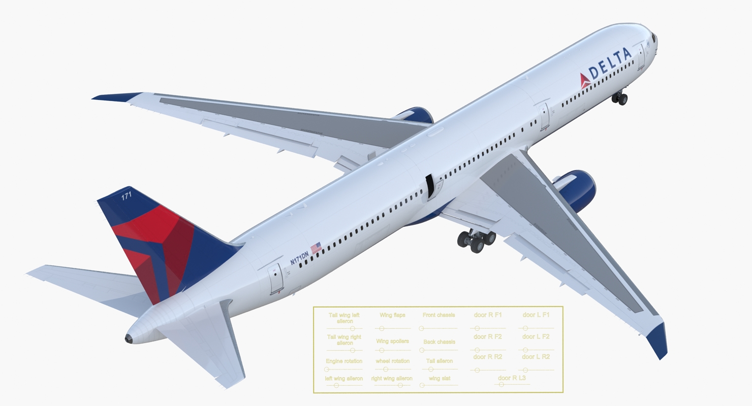 3D Boeing 767 400 with Interior Delta Air Lines Rigged