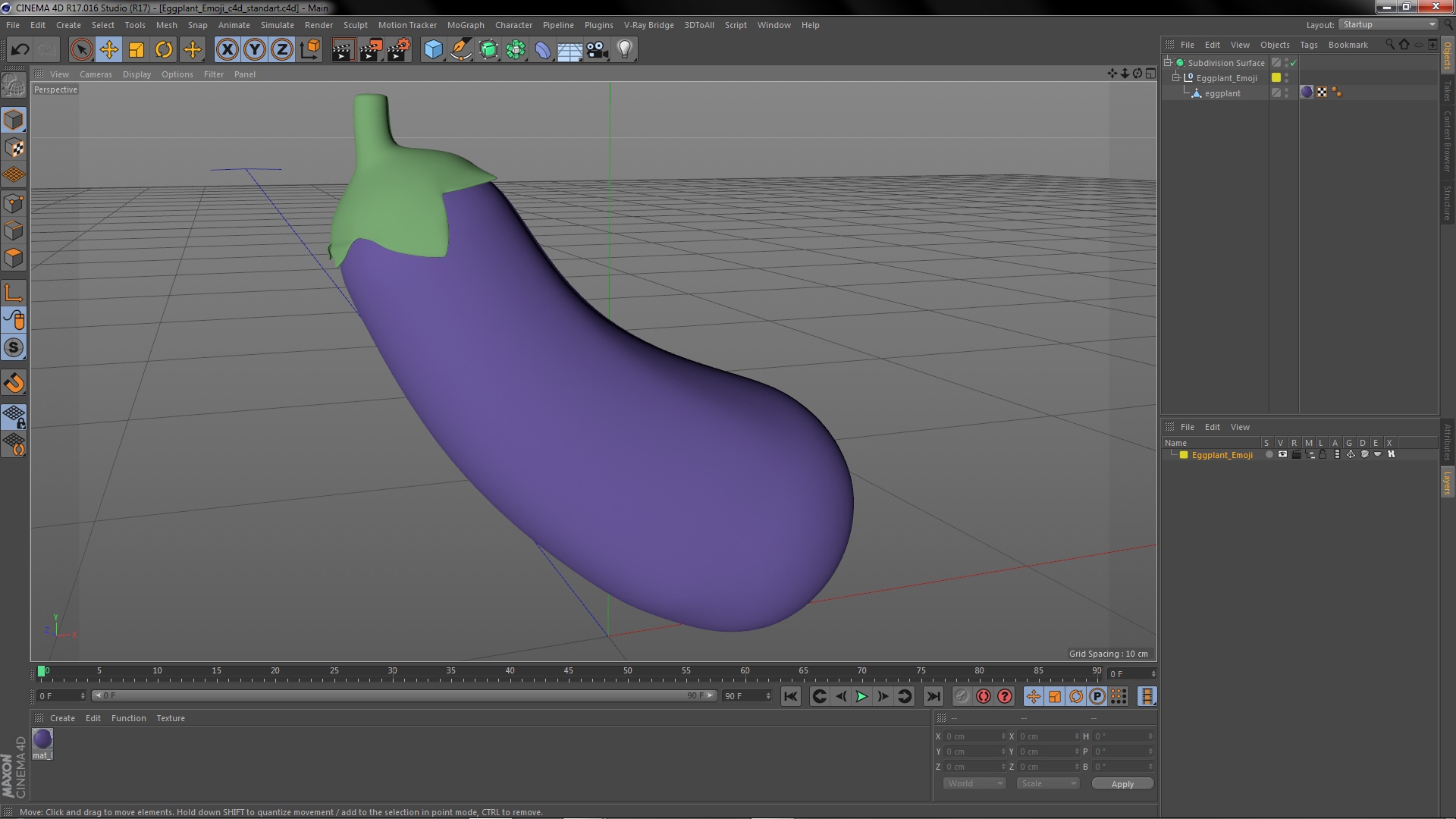 Eggplant Emoji 3D model