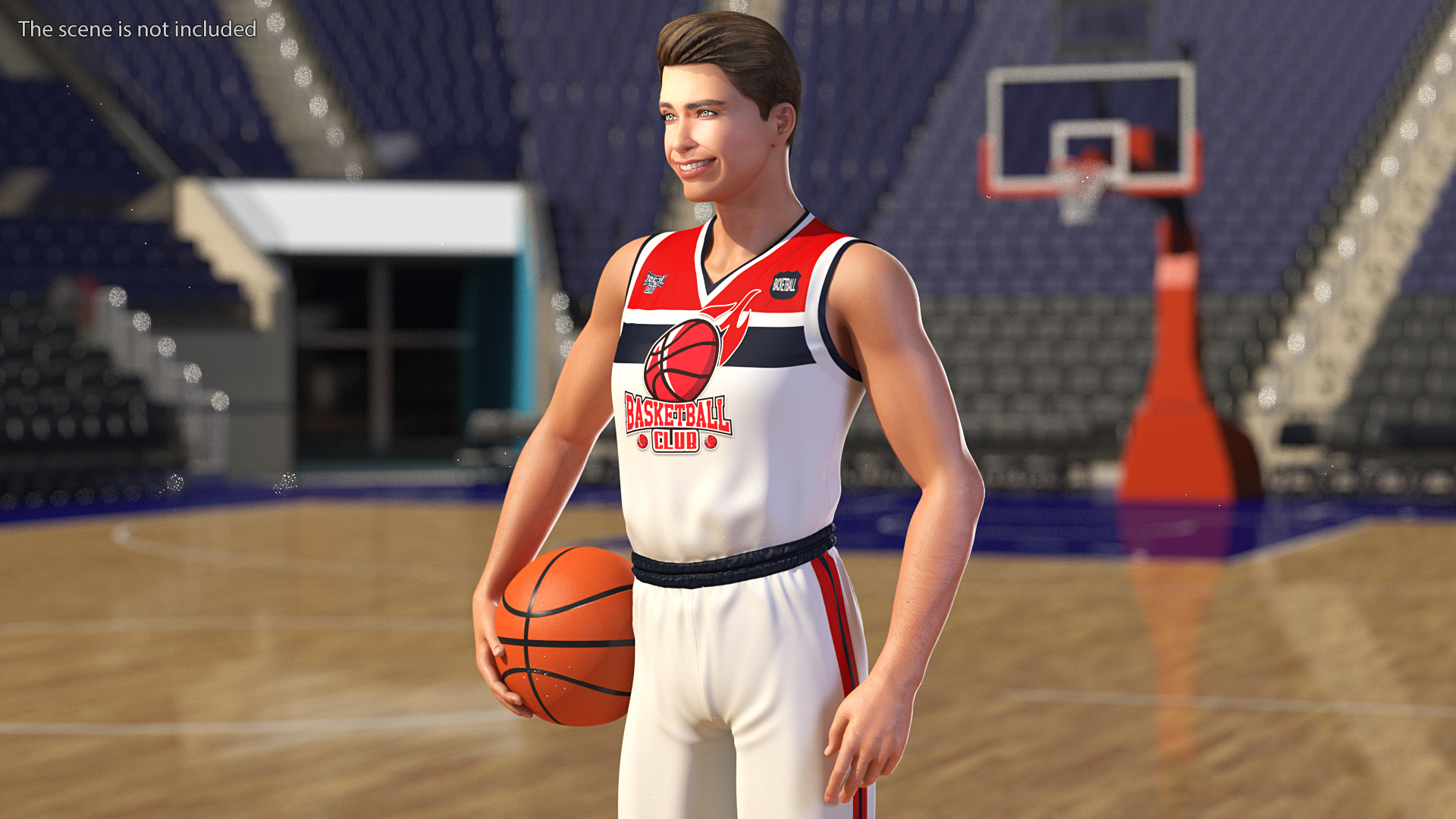 Teenage Boy with Basketball Ball Rigged 3D model