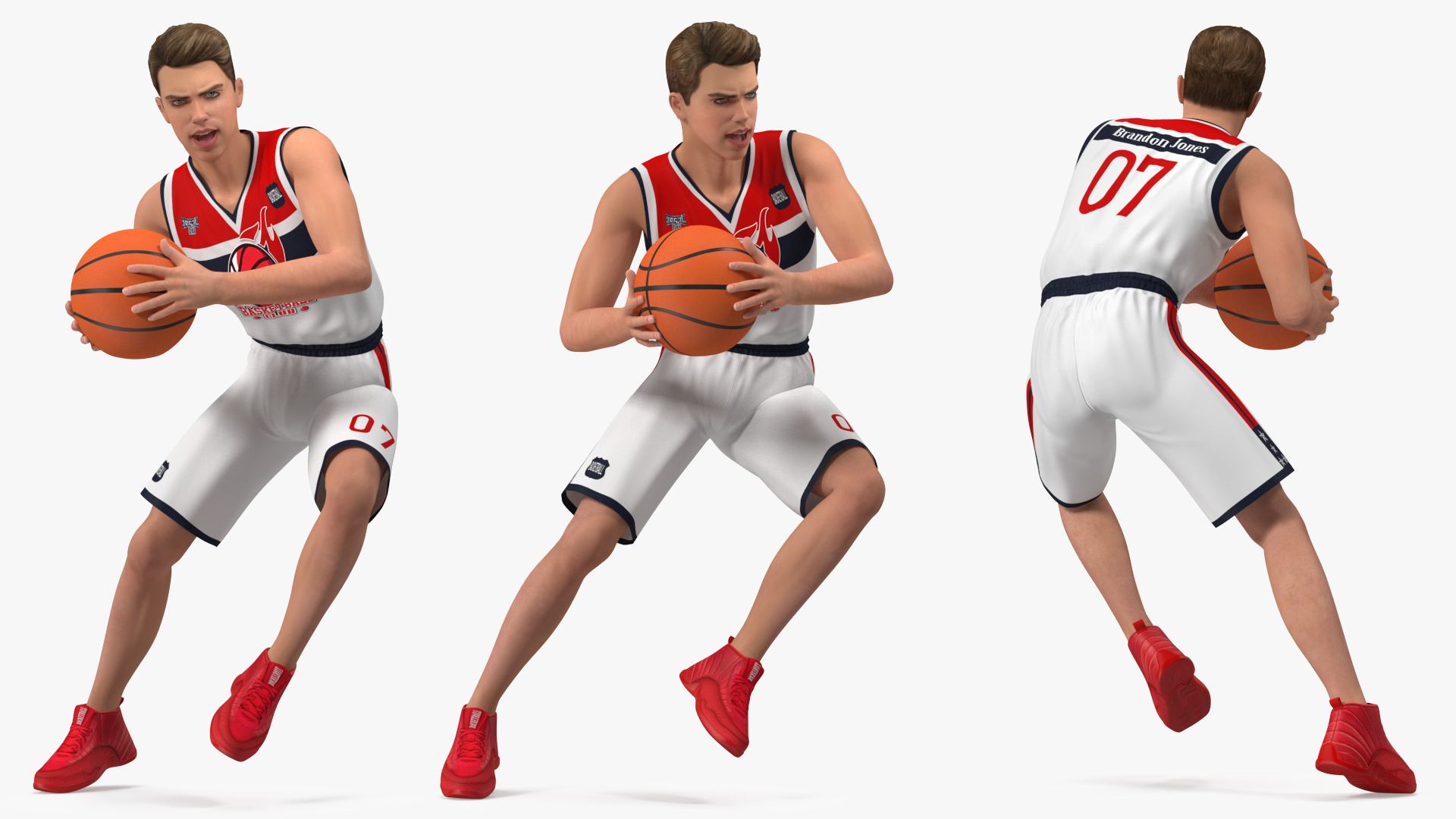Teenage Boy with Basketball Ball Rigged 3D model