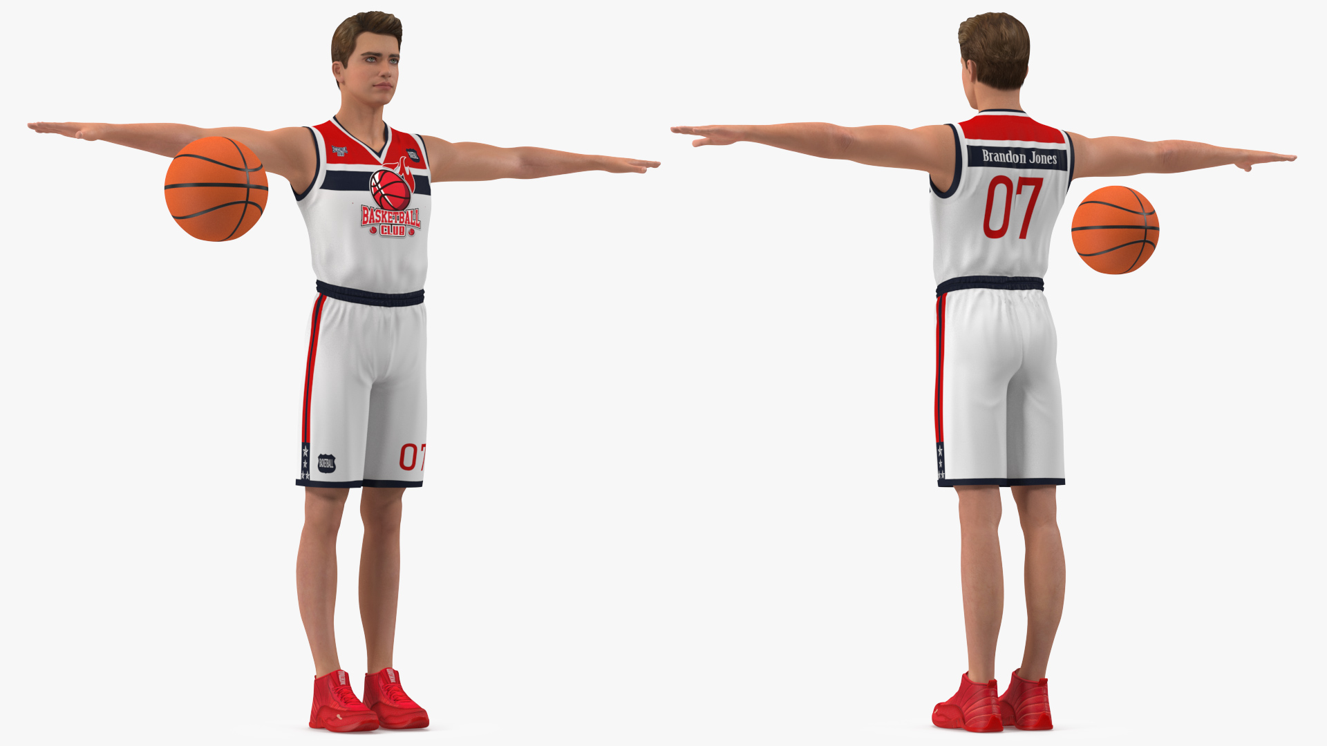 Teenage Boy with Basketball Ball Rigged 3D model