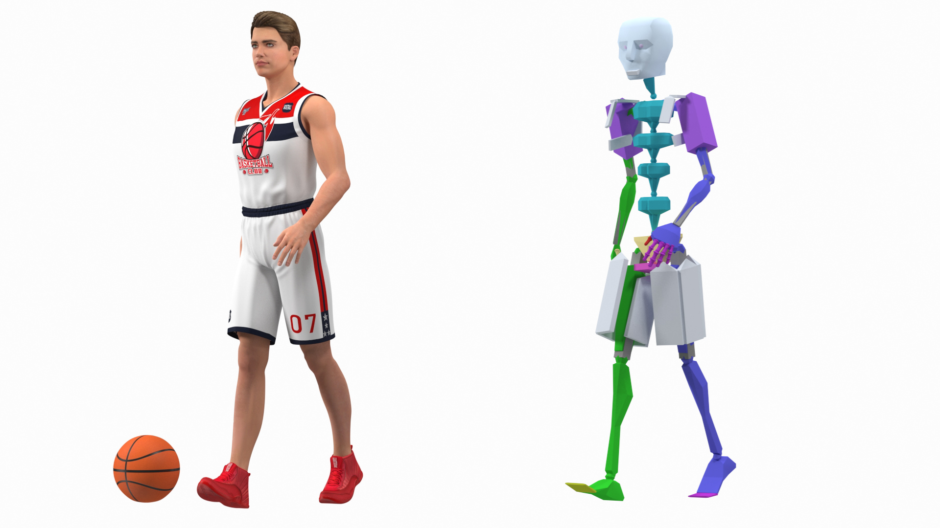 Teenage Boy with Basketball Ball Rigged 3D model