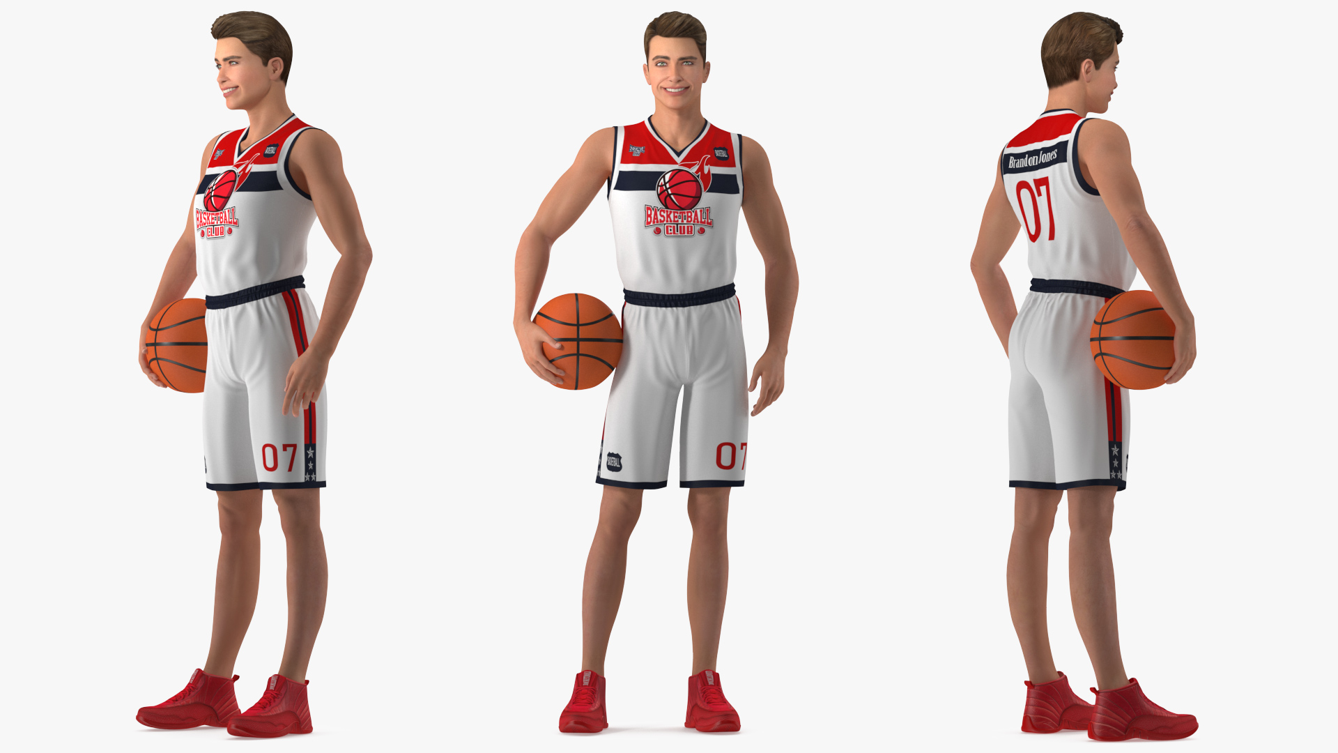 Teenage Boy with Basketball Ball Rigged 3D model