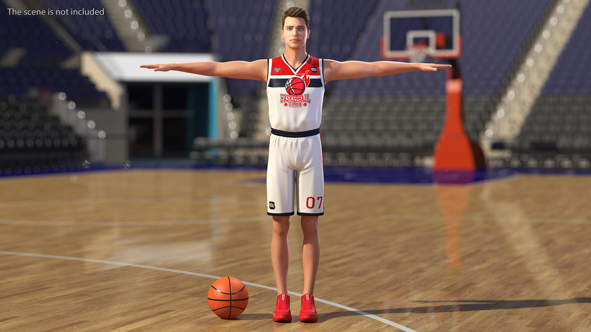 Teenage Boy with Basketball Ball Rigged 3D model