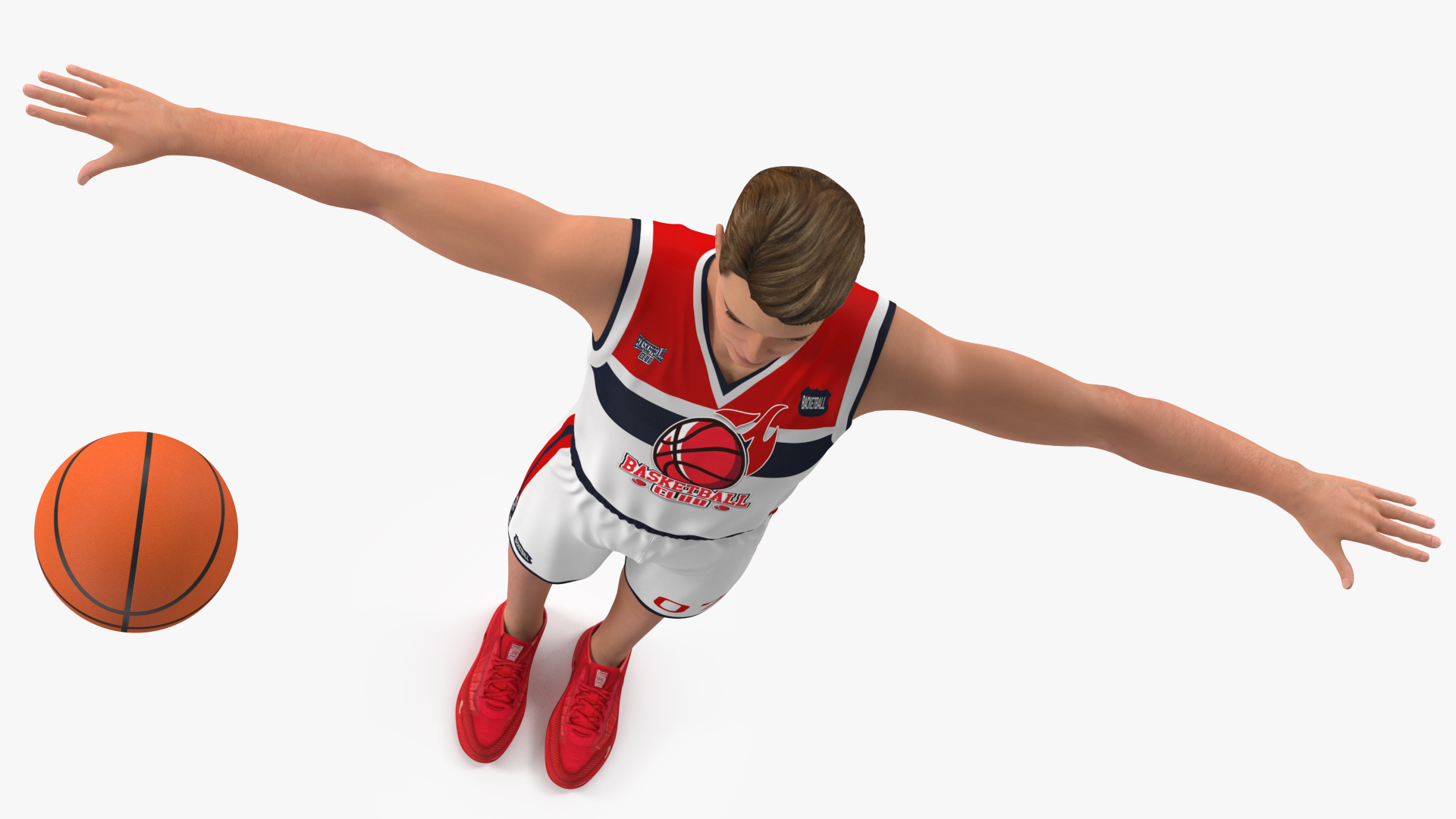 Teenage Boy with Basketball Ball Rigged 3D model