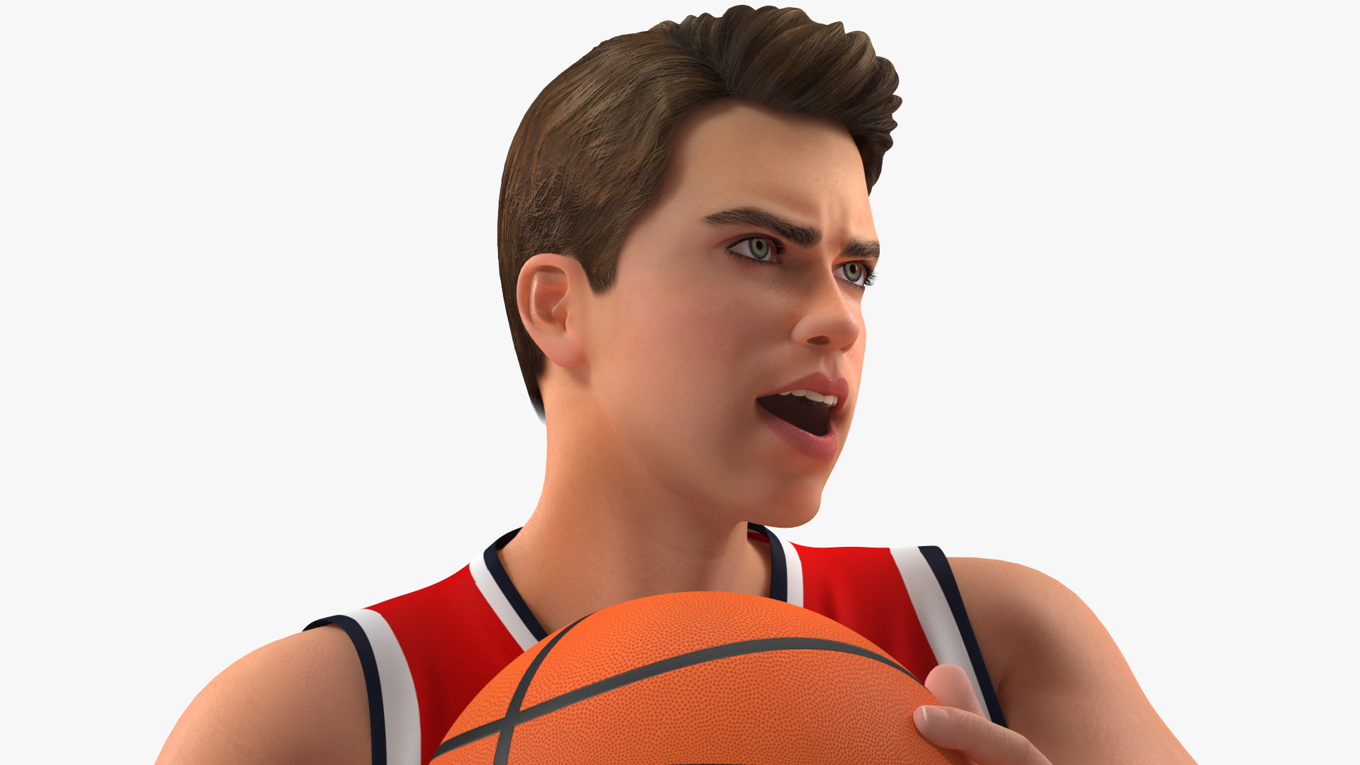 Teenage Boy with Basketball Ball Rigged 3D model
