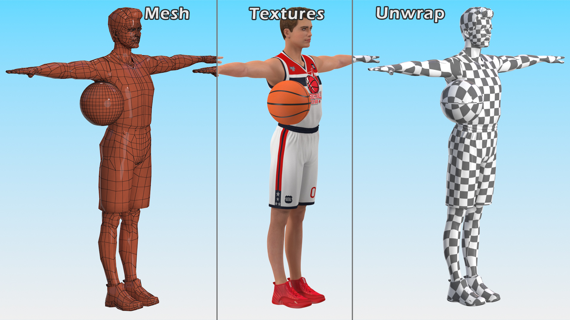 Teenage Boy with Basketball Ball Rigged 3D model
