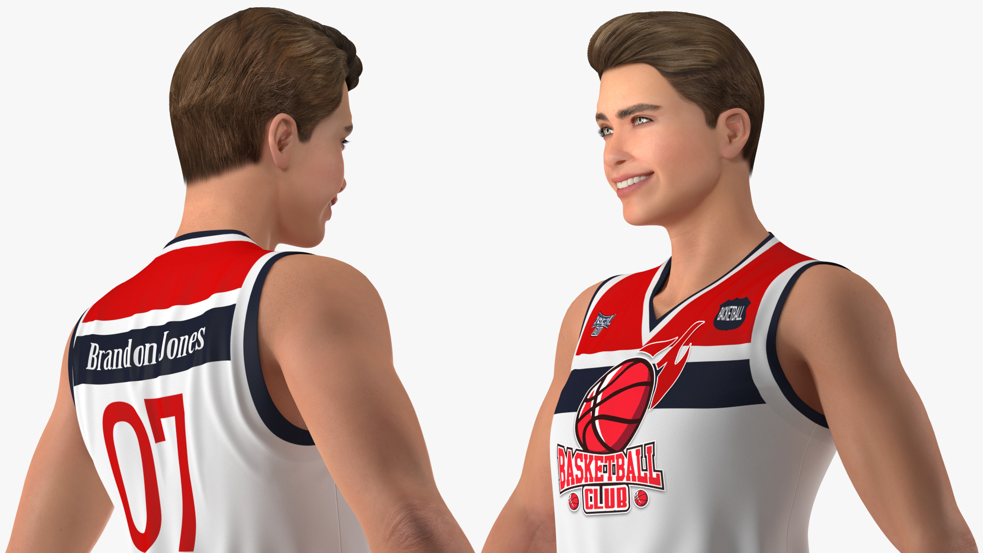 Teenage Boy with Basketball Ball Rigged 3D model