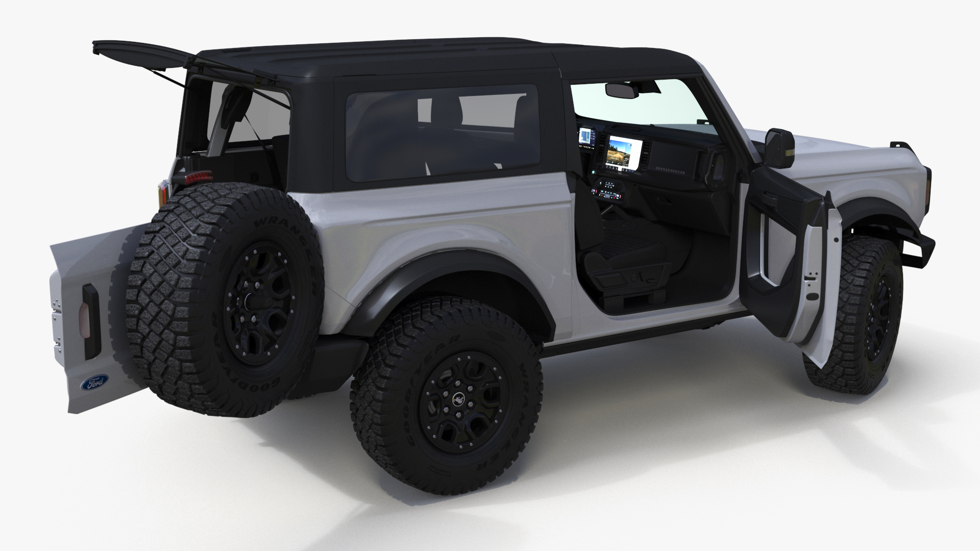 Ford Bronco Two Door SUV Oxford White Rigged 3D model