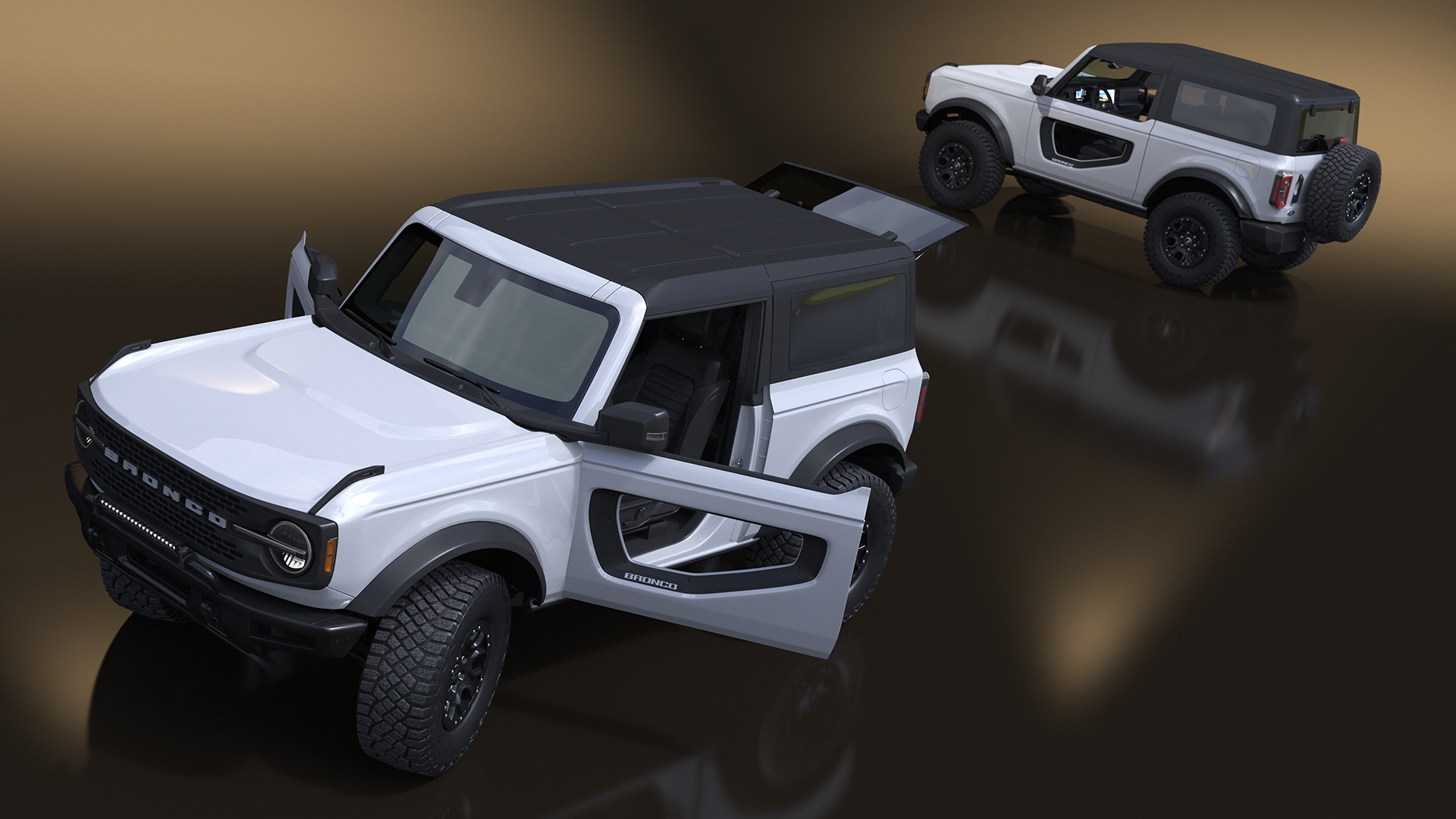 Ford Bronco Two Door SUV Oxford White Rigged 3D model
