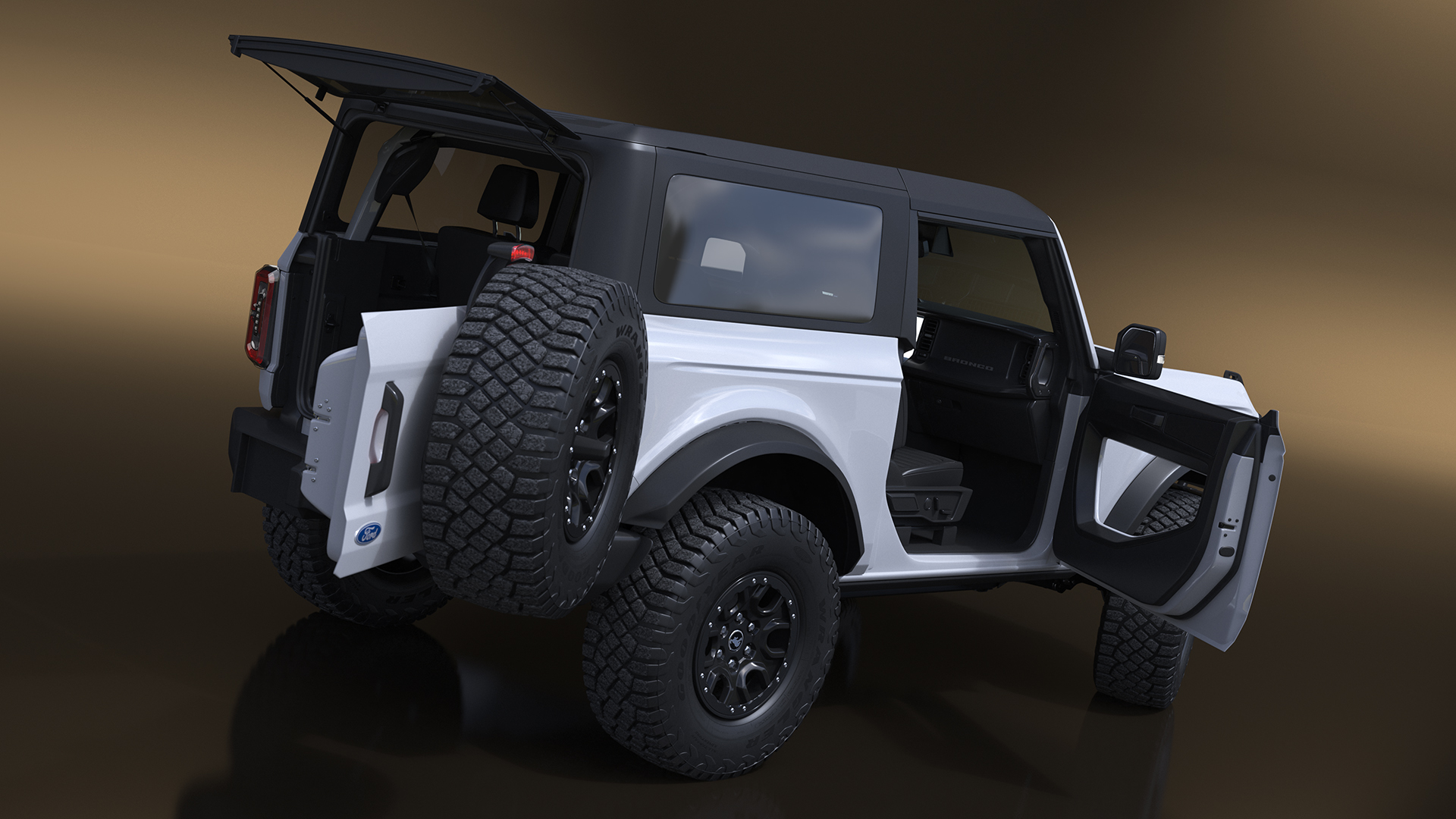 Ford Bronco Two Door SUV Oxford White Rigged 3D model