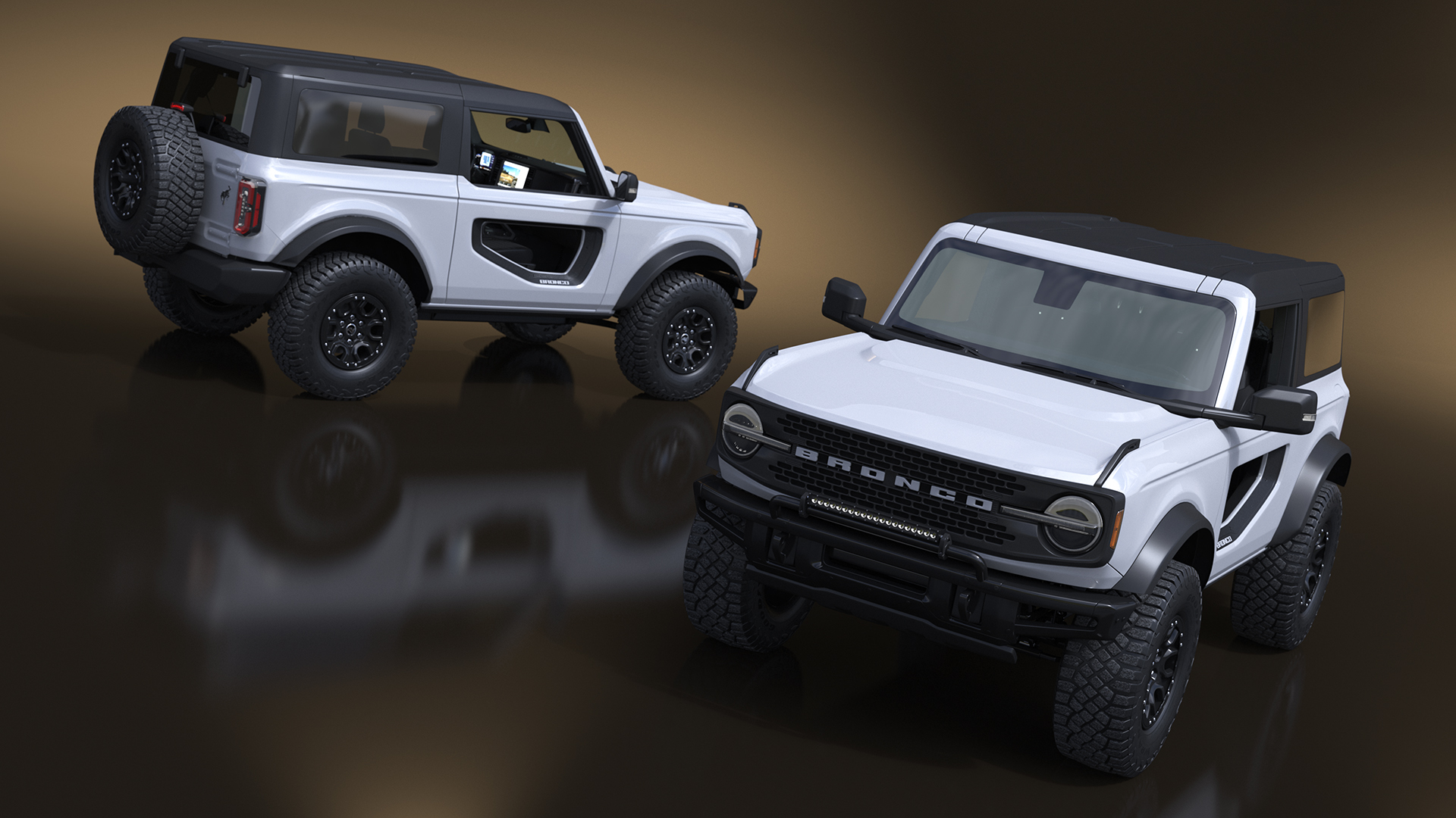 Ford Bronco Two Door SUV Oxford White Rigged 3D model