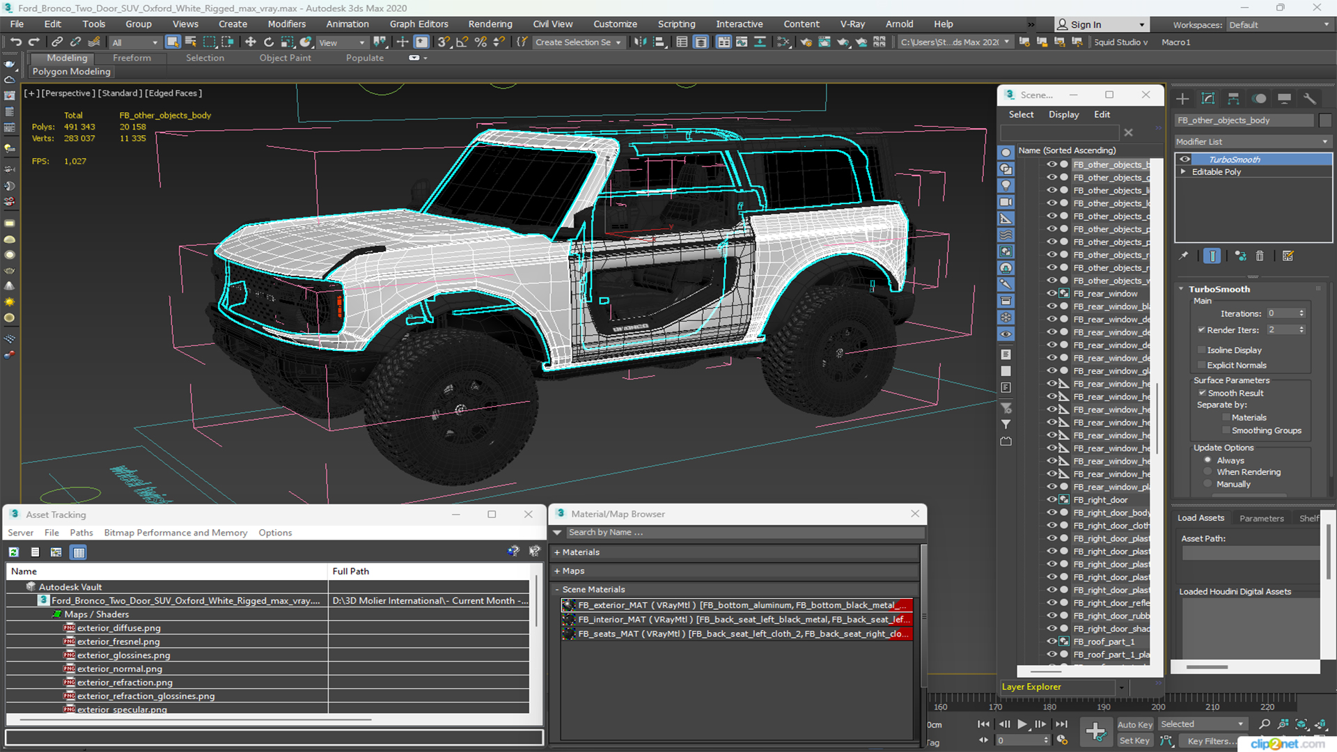 Ford Bronco Two Door SUV Oxford White Rigged 3D model
