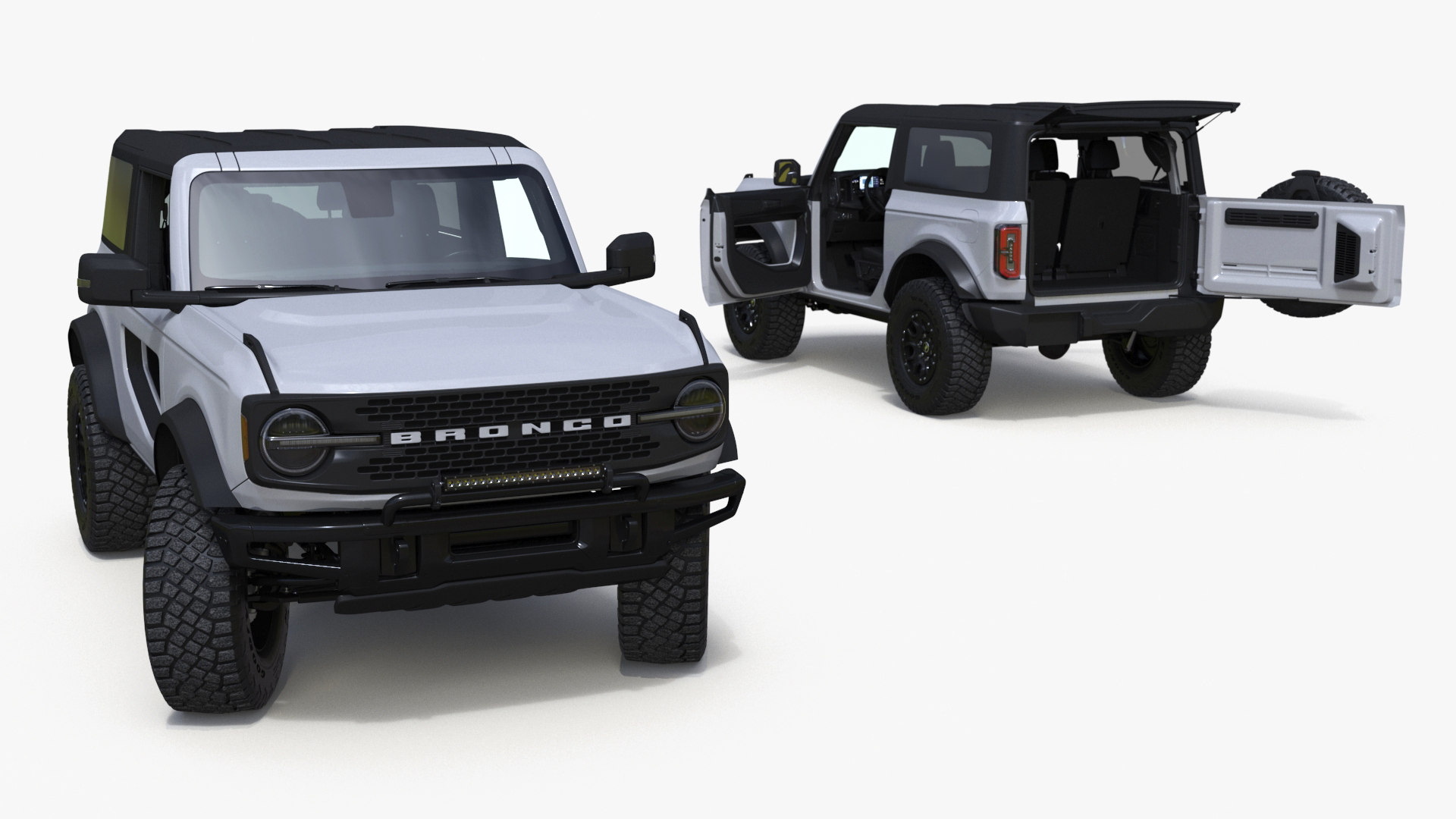 Ford Bronco Two Door SUV Oxford White Rigged 3D model