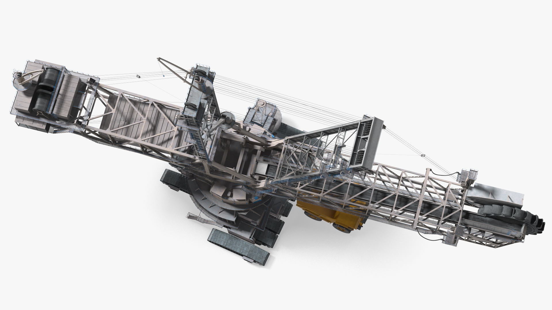 3D Mining Multi Bucket Wheel Excavator with Heavy Duty Dump Truck Liebherr Rigged model