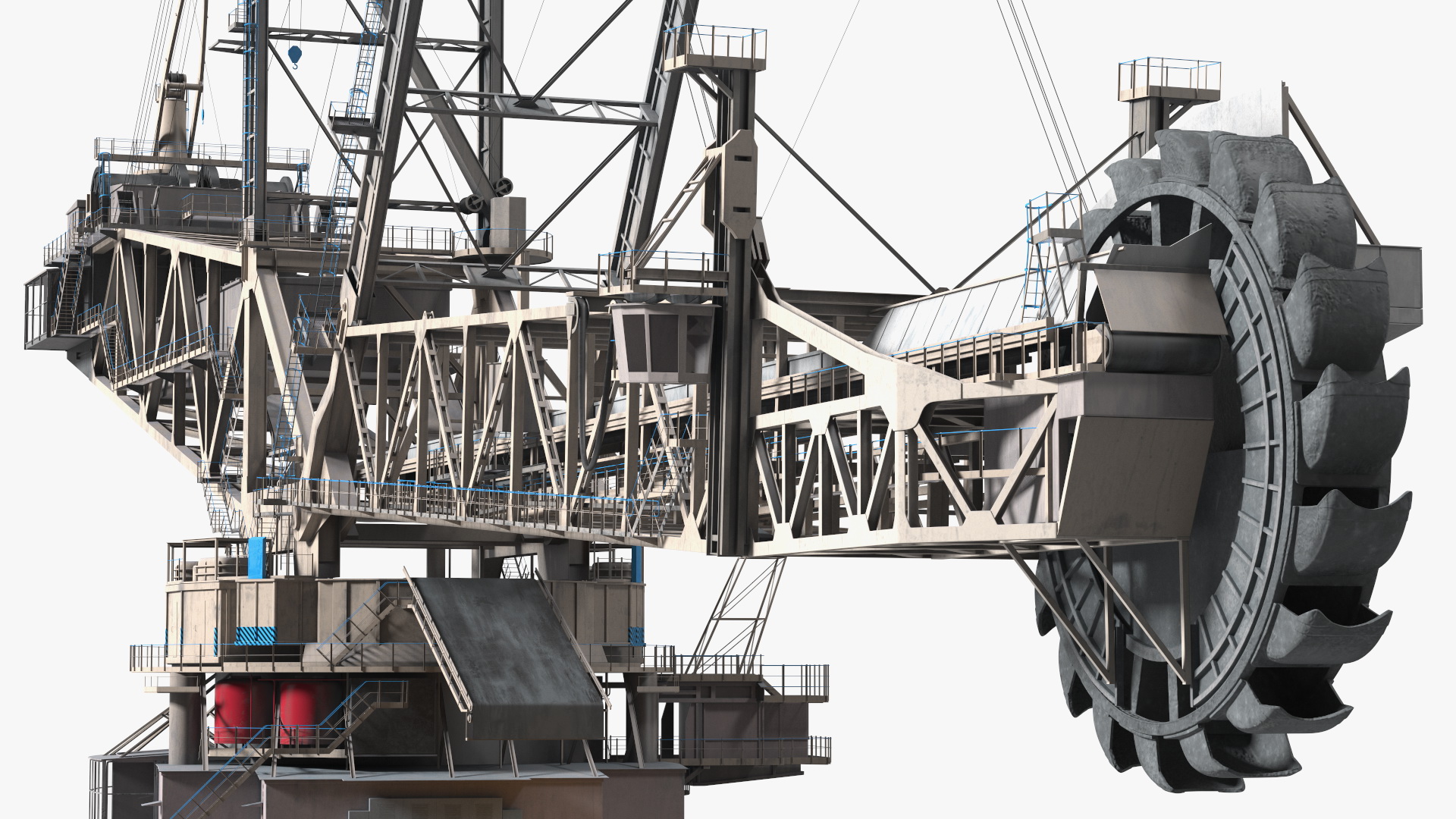 3D Mining Multi Bucket Wheel Excavator with Heavy Duty Dump Truck Liebherr Rigged model