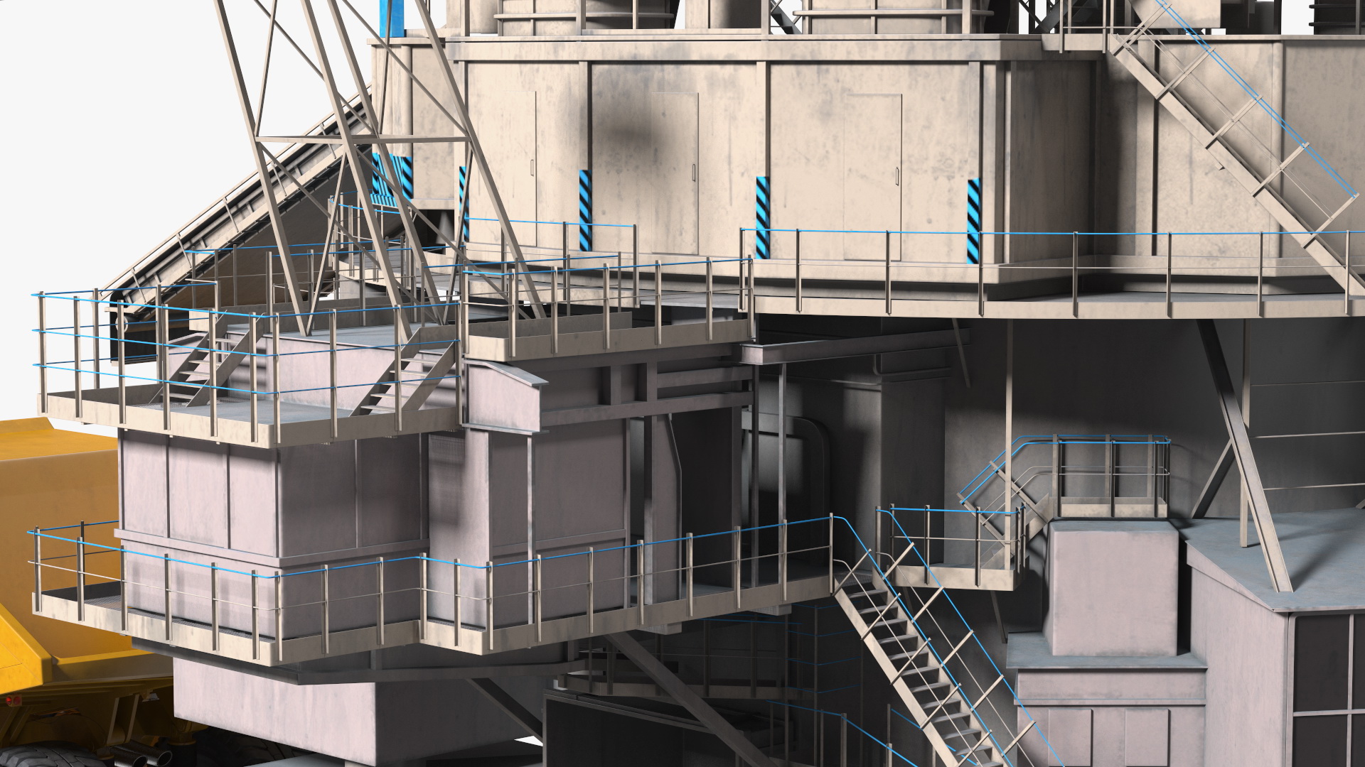 3D Mining Multi Bucket Wheel Excavator with Heavy Duty Dump Truck Liebherr Rigged model